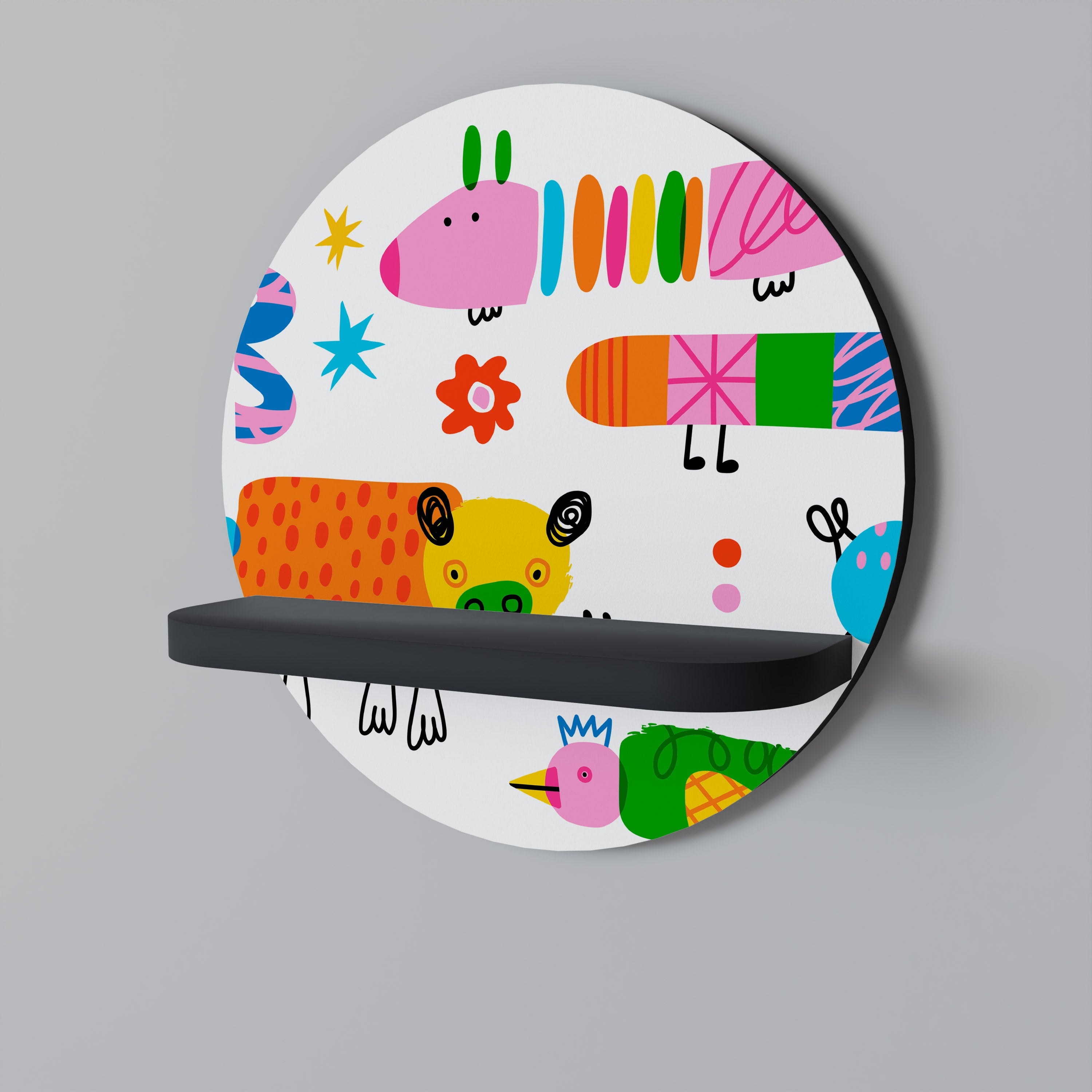 Étagère d'art ronde POWER OF IMAGINATION en finition noire