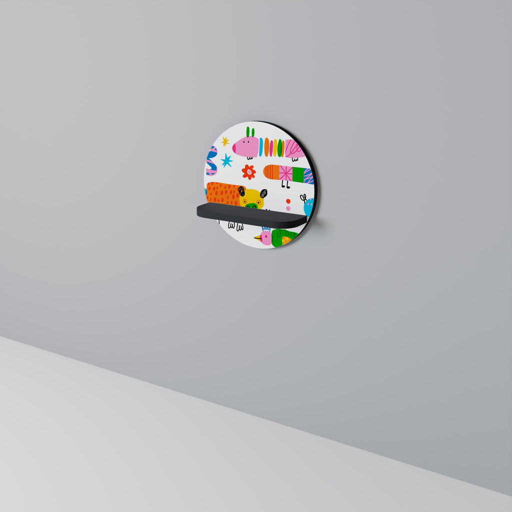 Étagère d'art ronde POWER OF IMAGINATION en finition noire