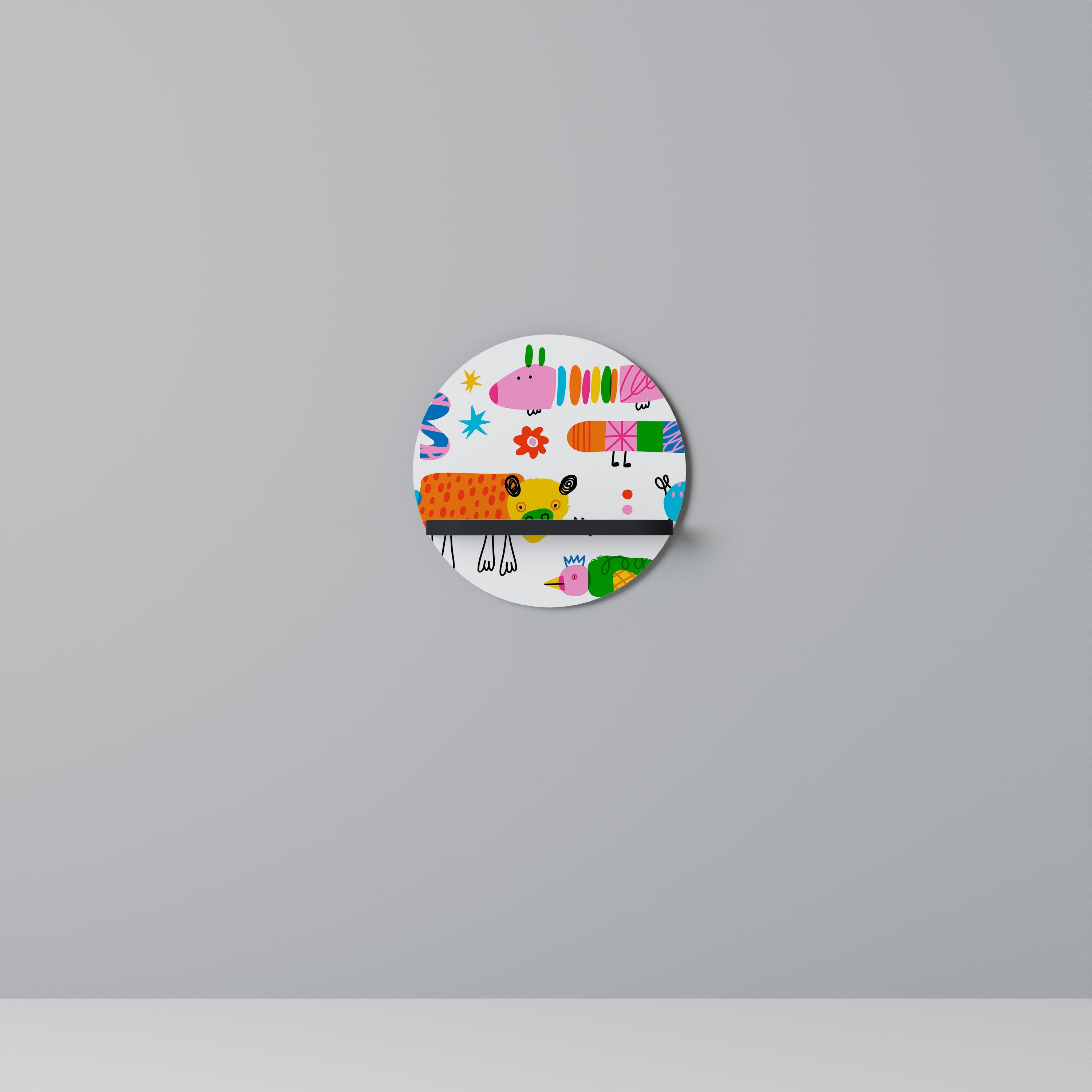 Étagère d'art ronde POWER OF IMAGINATION en finition noire