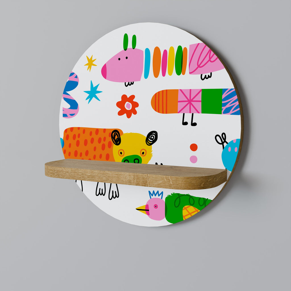 POWER OF IMAGINATION Round Art Shelf In Oak Effect