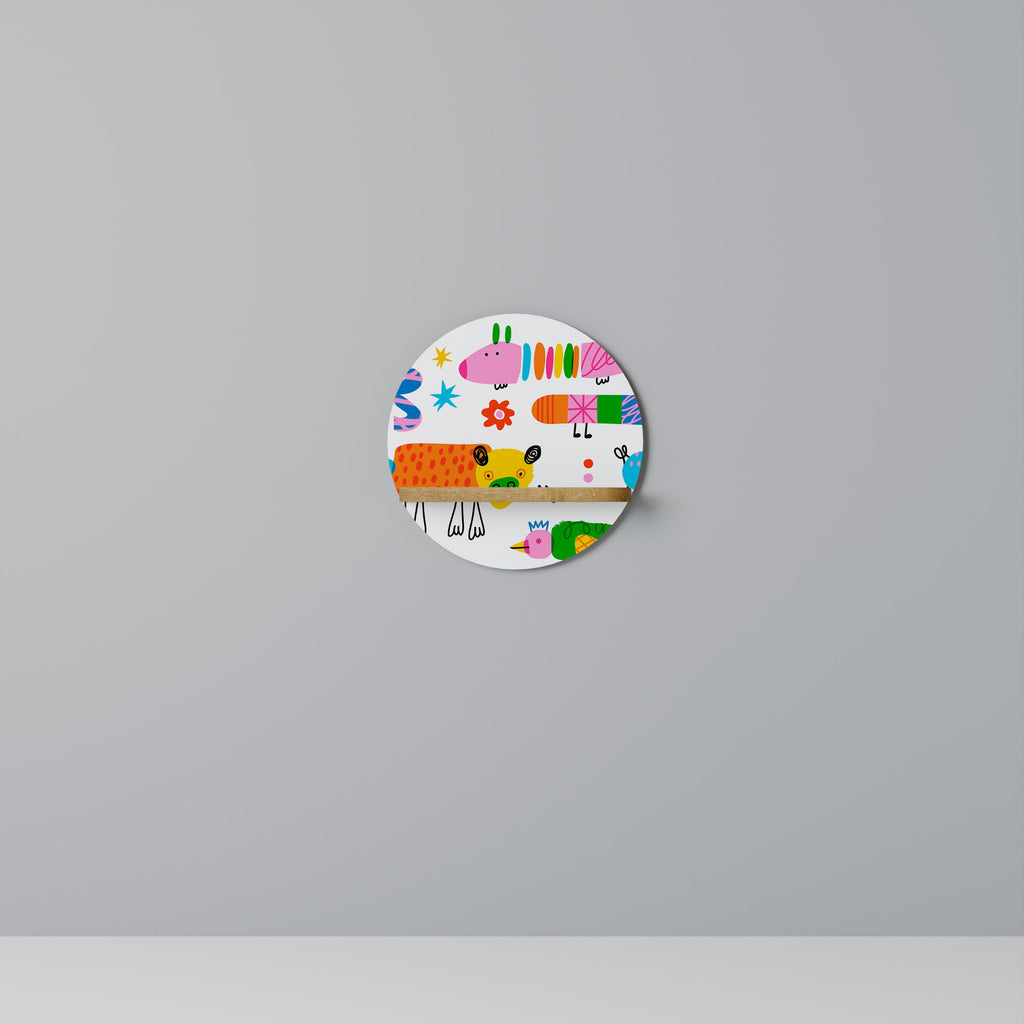 POWER OF IMAGINATION Round Art Shelf In Oak Effect