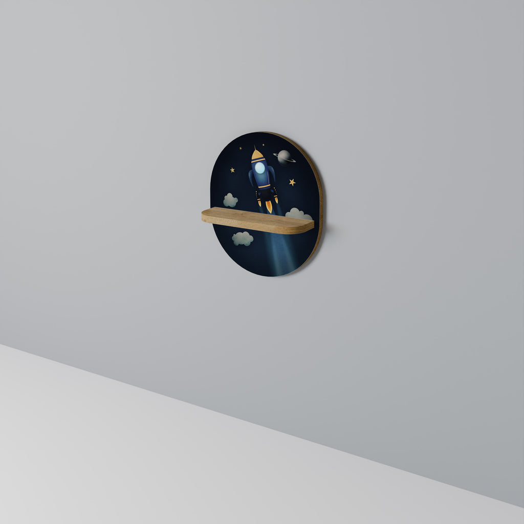 Étagère d'art ovale STELLAR SWING effet chêne