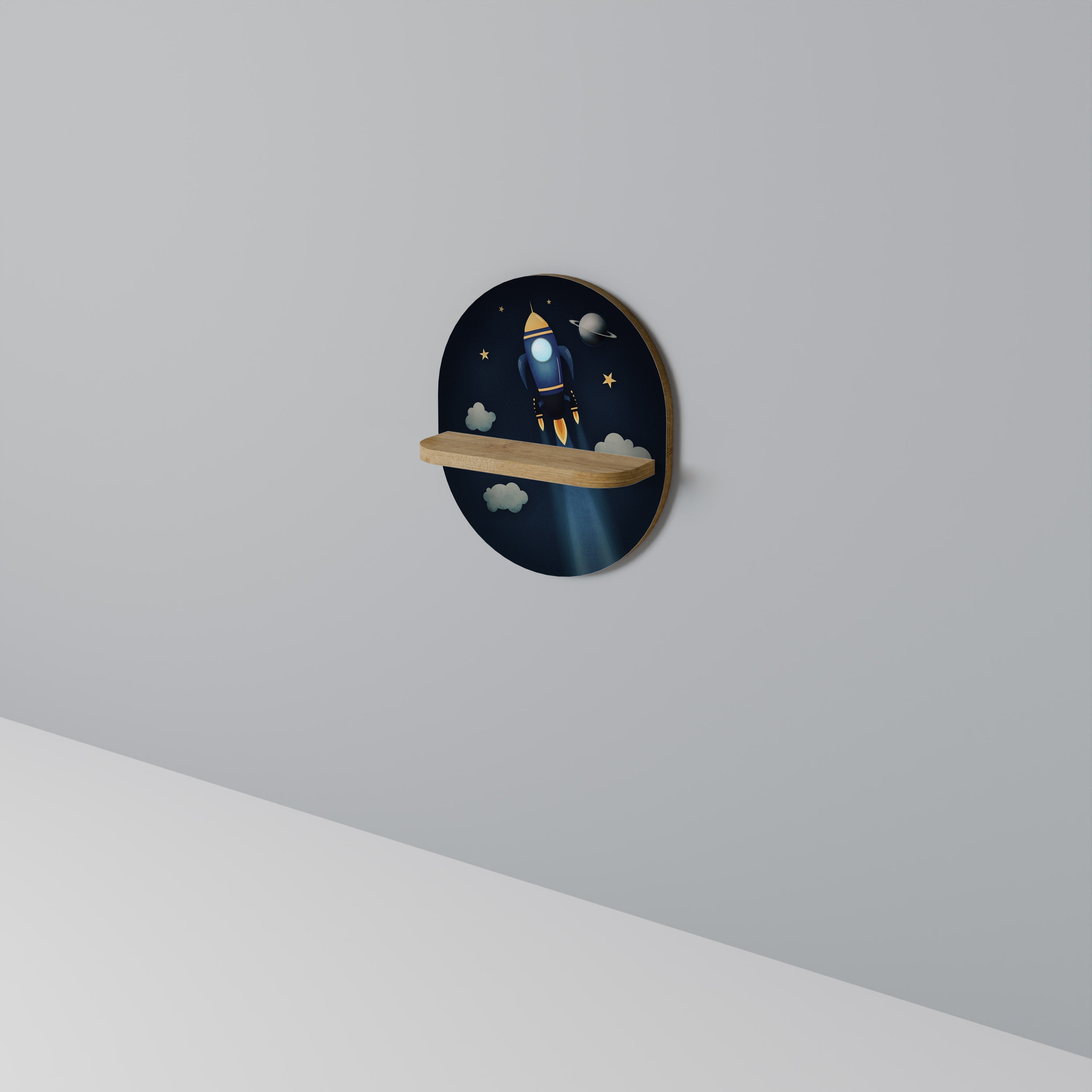 Étagère d'art ovale STELLAR SWING effet chêne