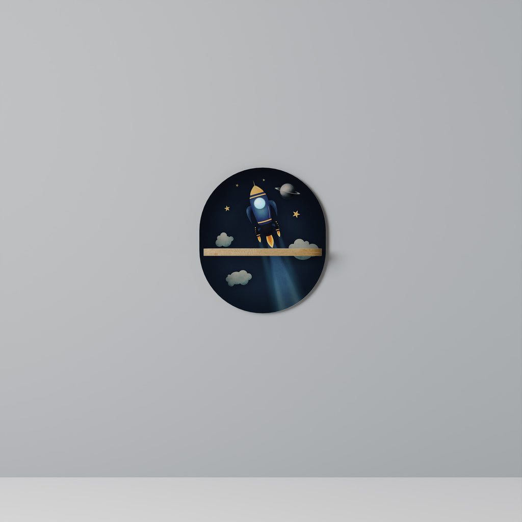 Étagère d'art ovale STELLAR SWING effet chêne