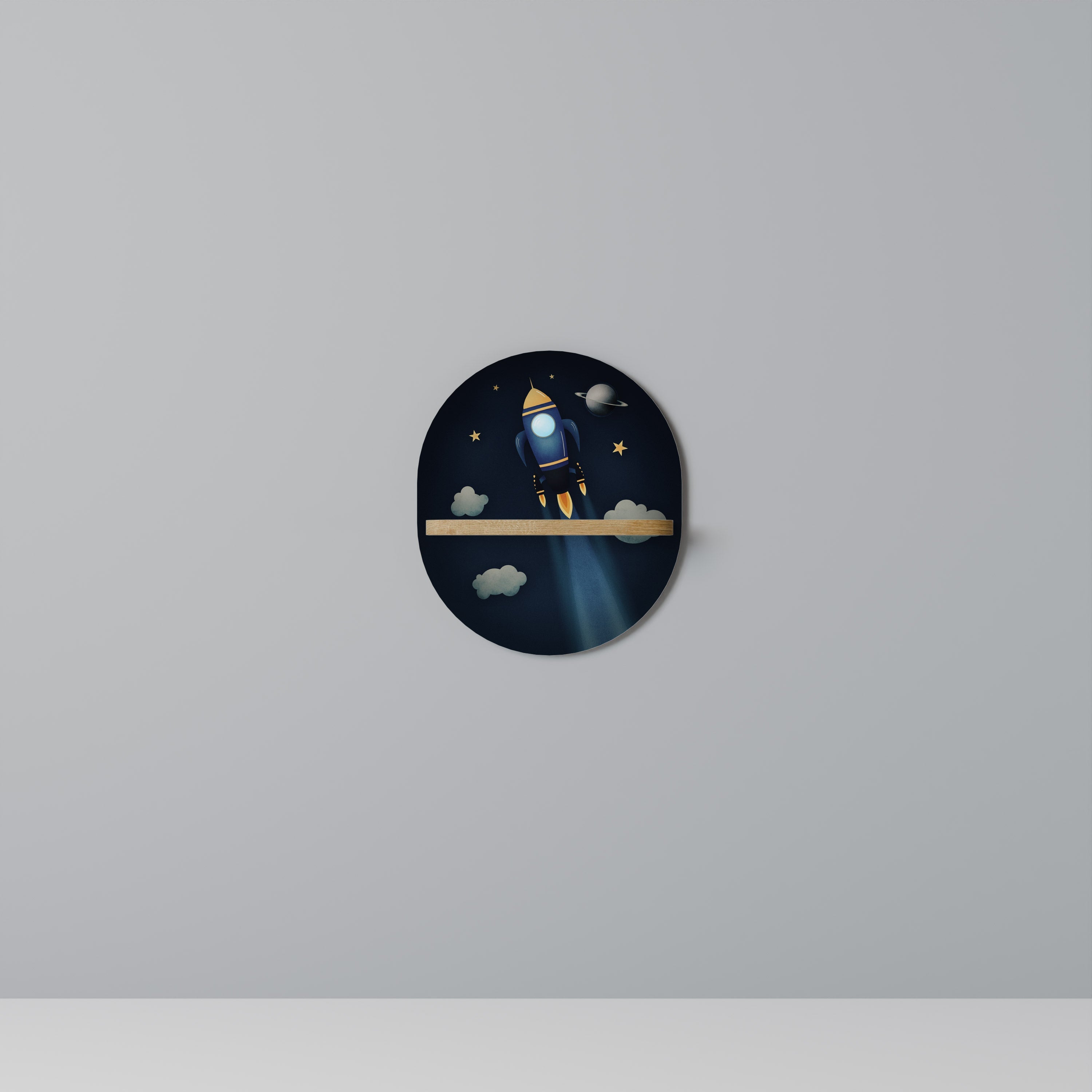 Étagère d'art ovale STELLAR SWING effet chêne