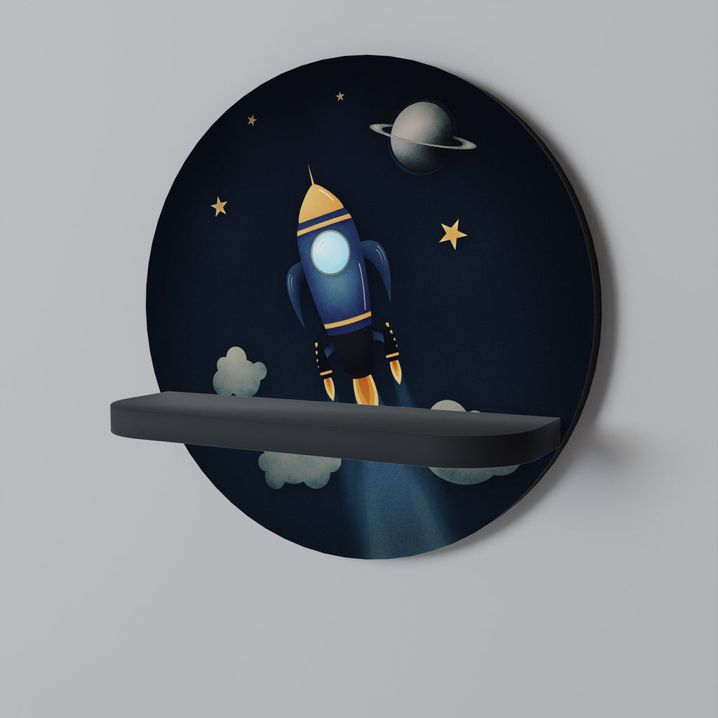 STELLAR SWING Round Art Shelf In Black Finish