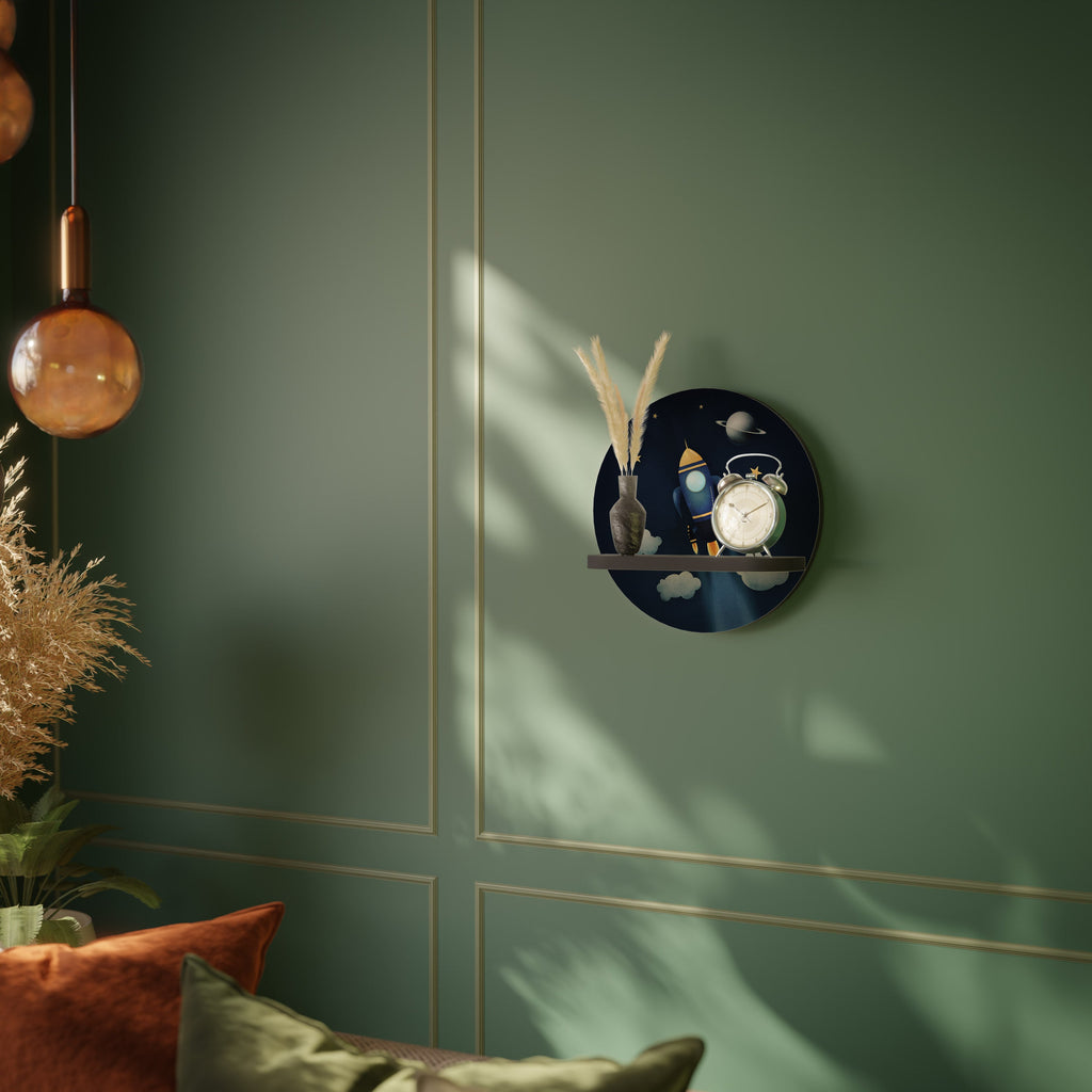 STELLAR SWING Round Art Shelf In Black Finish