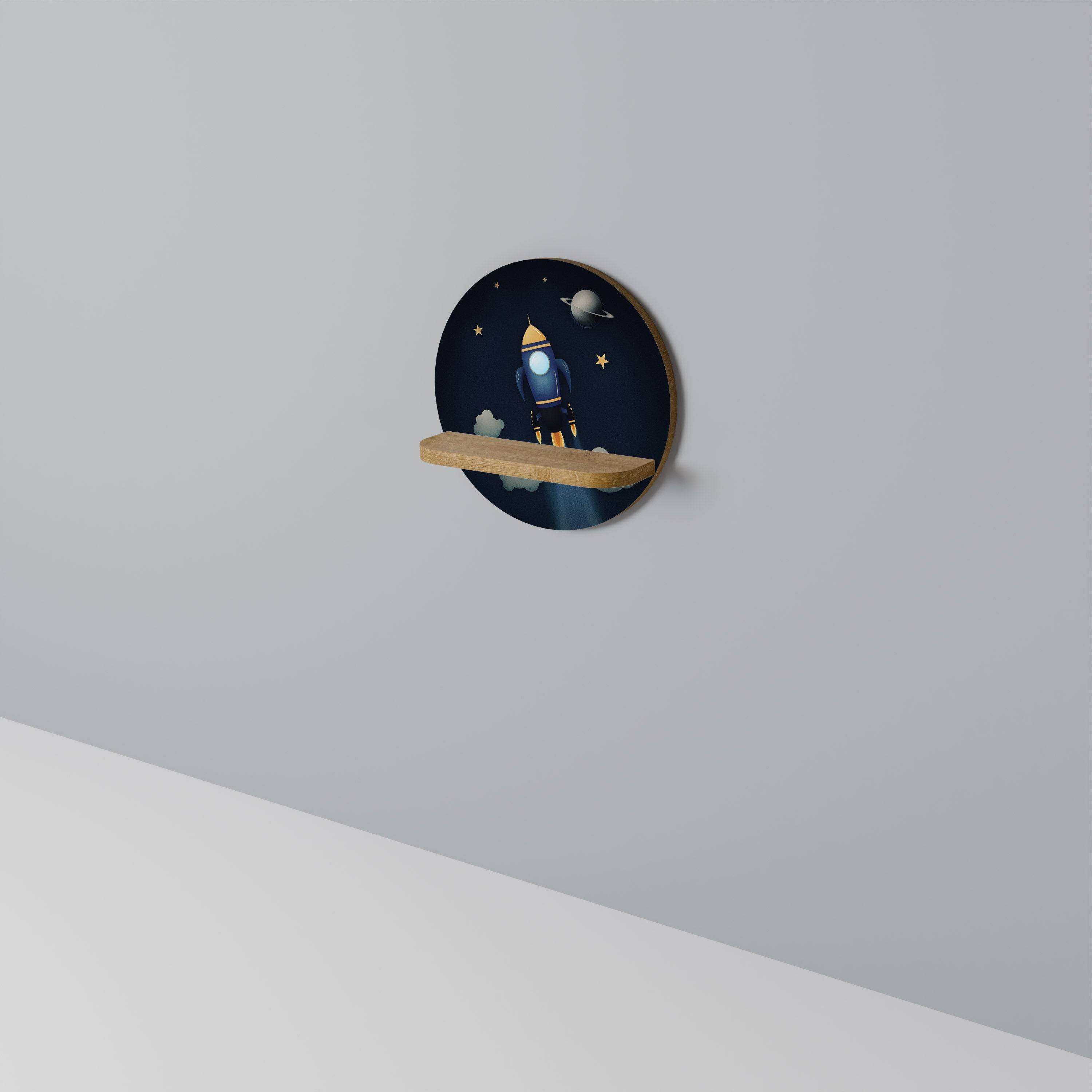 STELLAR SWING Round Art Shelf In Oak Effect