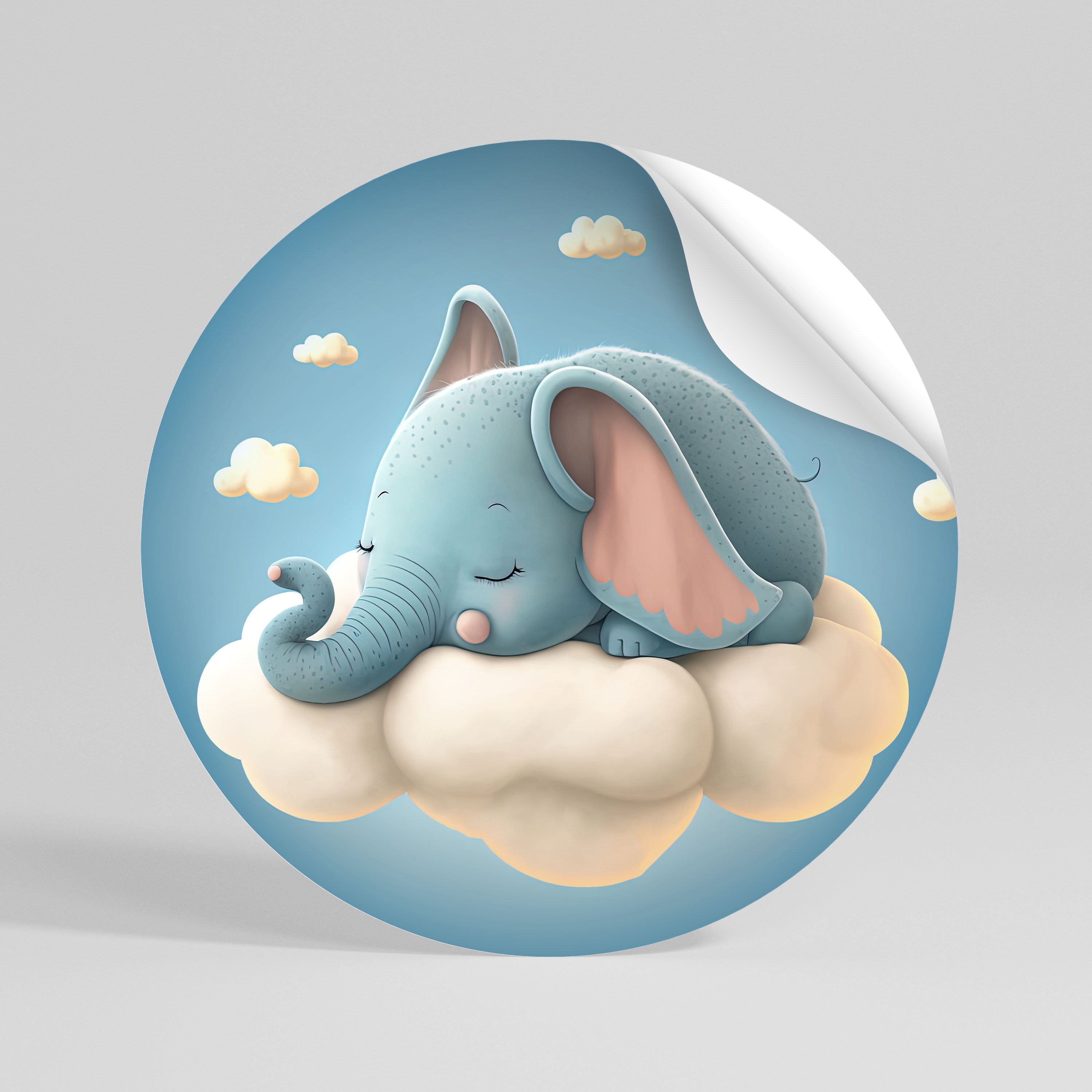 ELEPHANT DREAMS Peel and Stick Round Sticker
