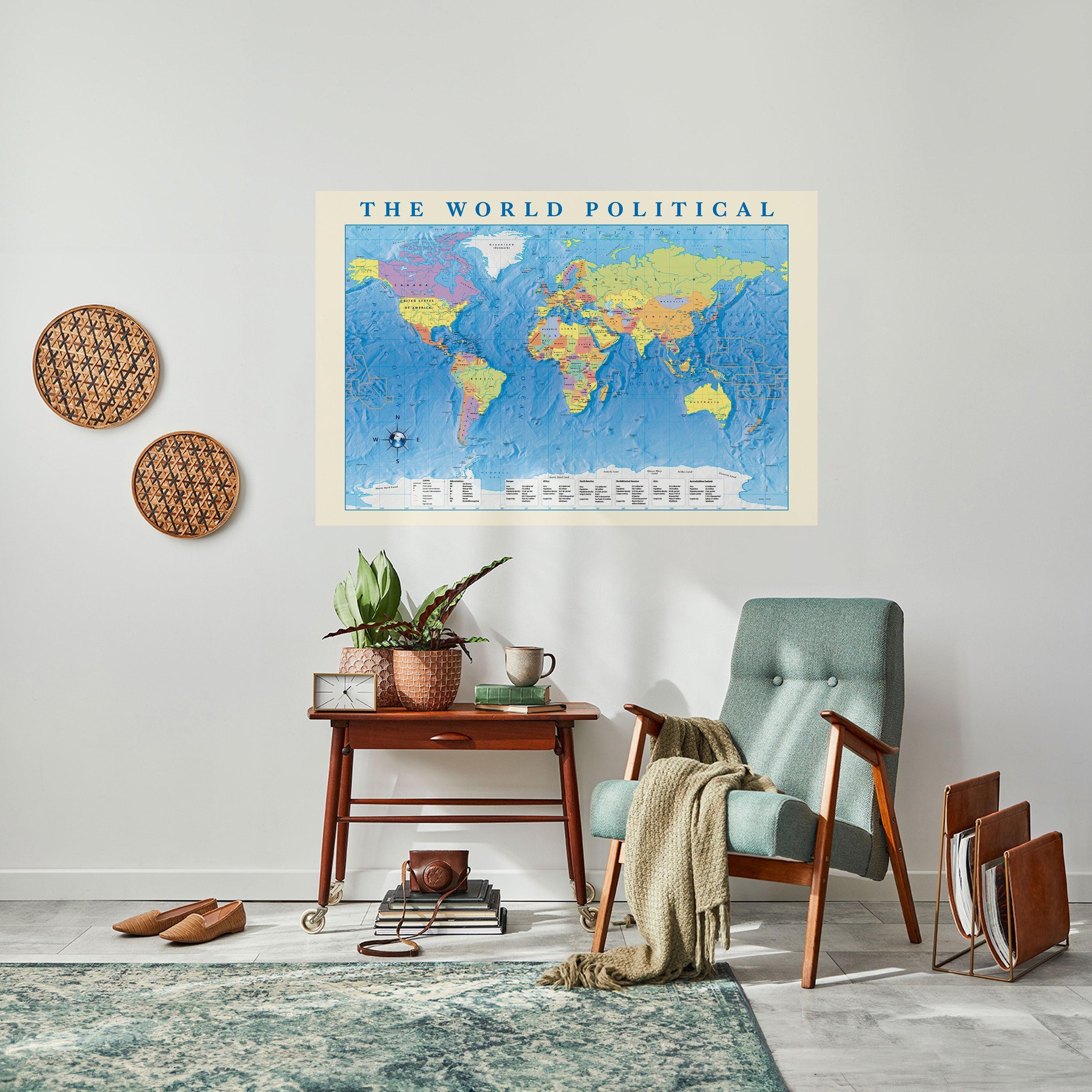 TAPISSERIE POLITIQUE MONDIALE [EN] Affiche horizontale autocollante