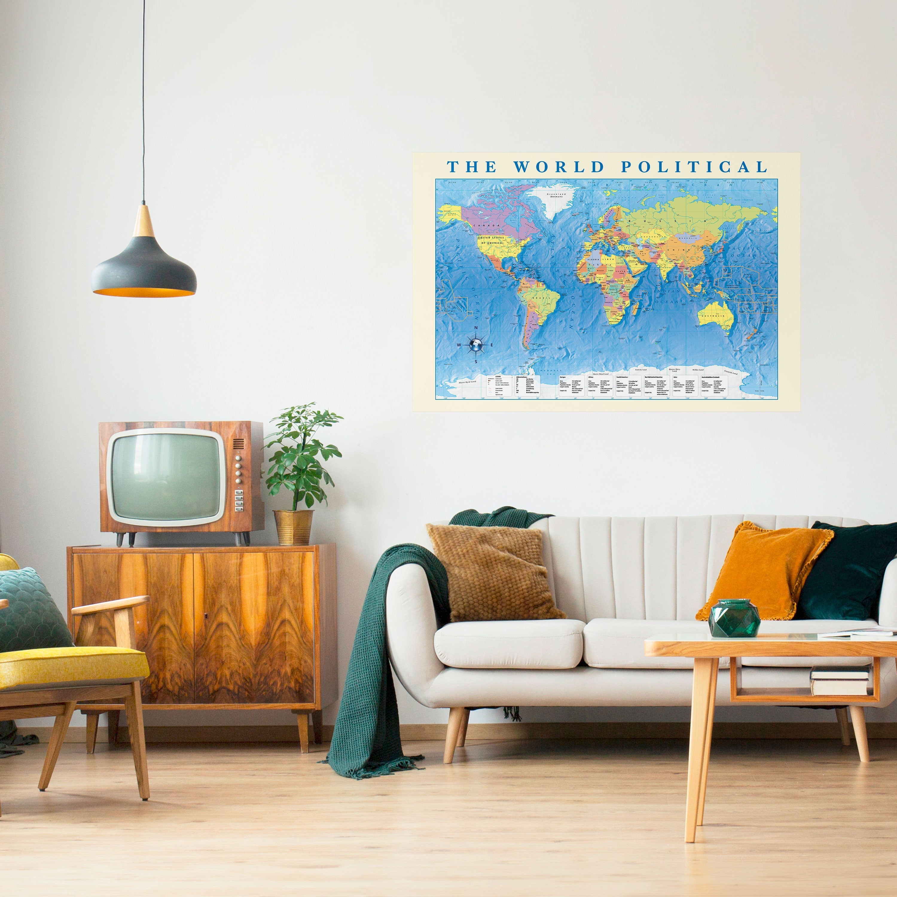 TAPISSERIE POLITIQUE MONDIALE [EN] Affiche horizontale autocollante