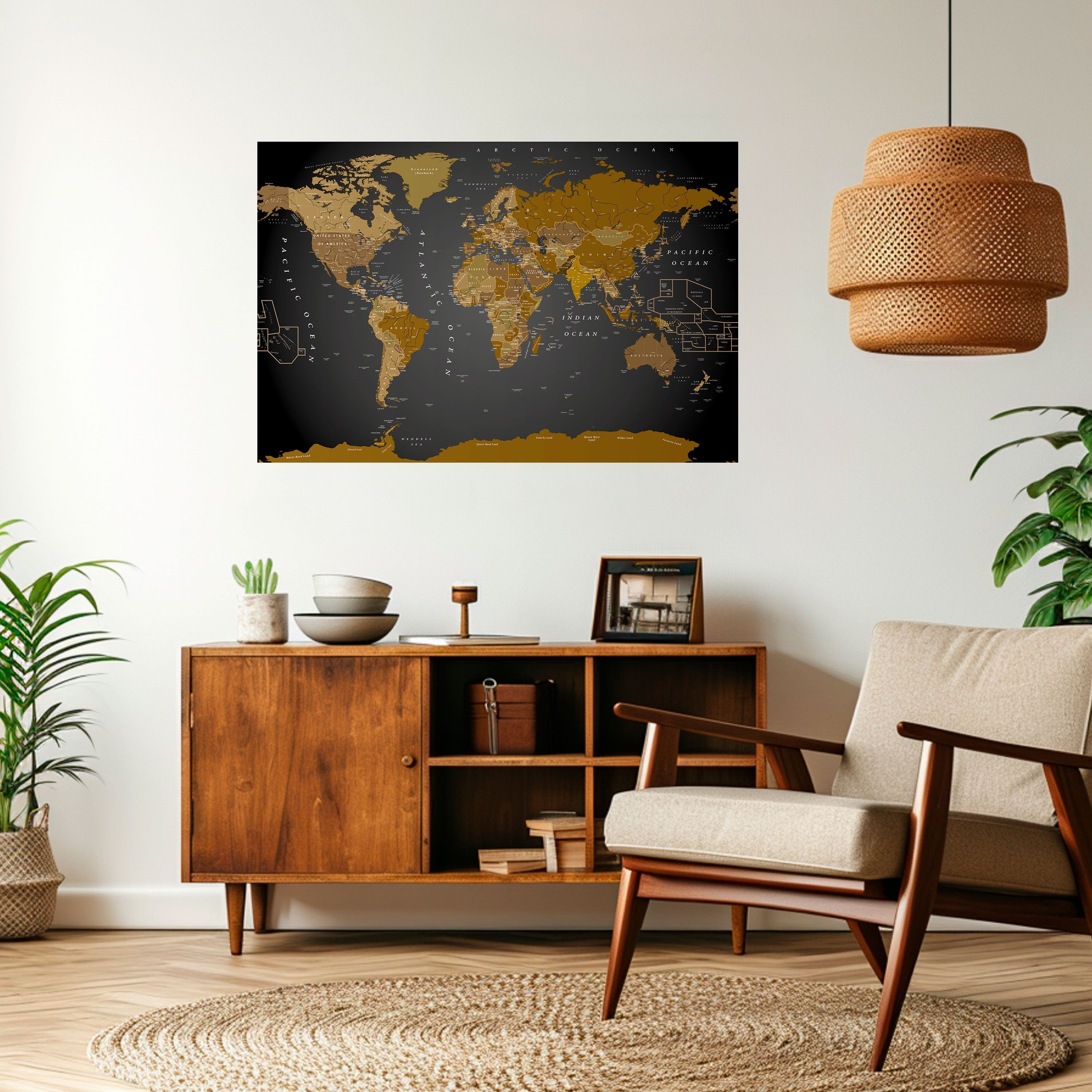 Affiche horizontale autocollante « Carte de l'harmonie mondiale »