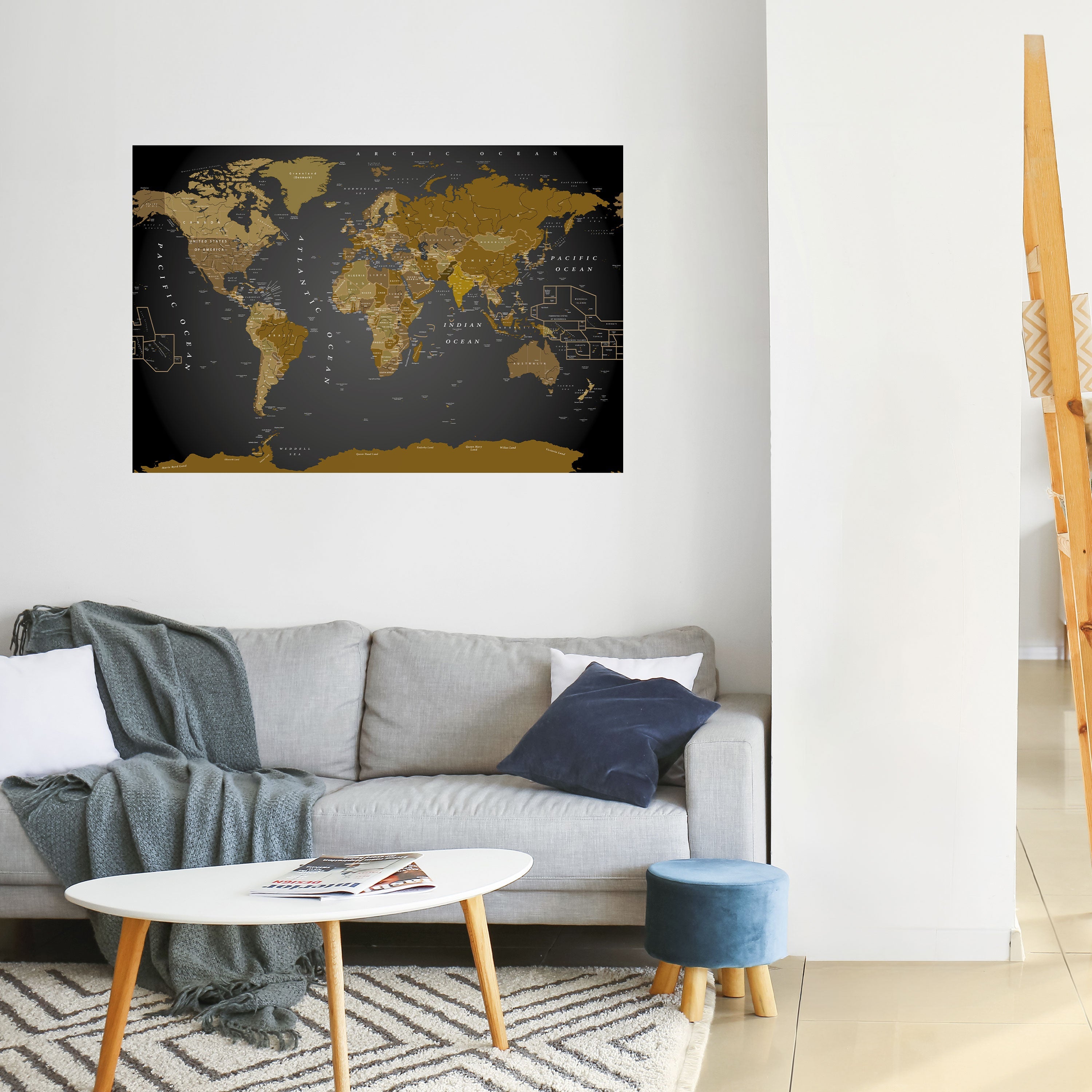 Affiche horizontale autocollante « Carte de l'harmonie mondiale »
