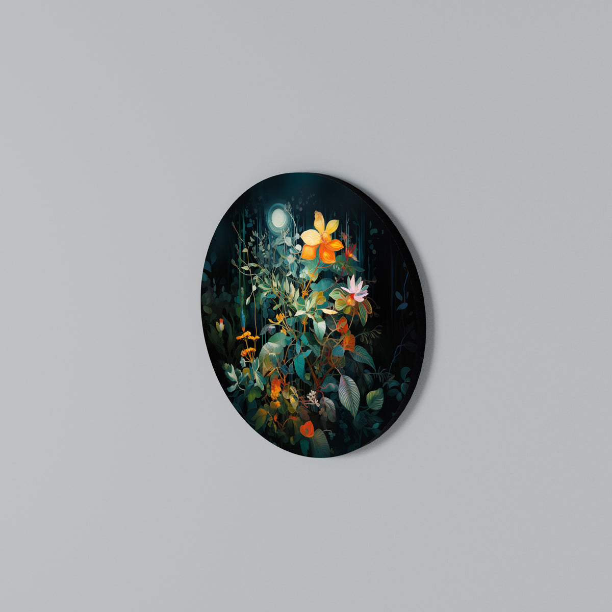 NOCTURNAL FLOWERS Round Wall Art