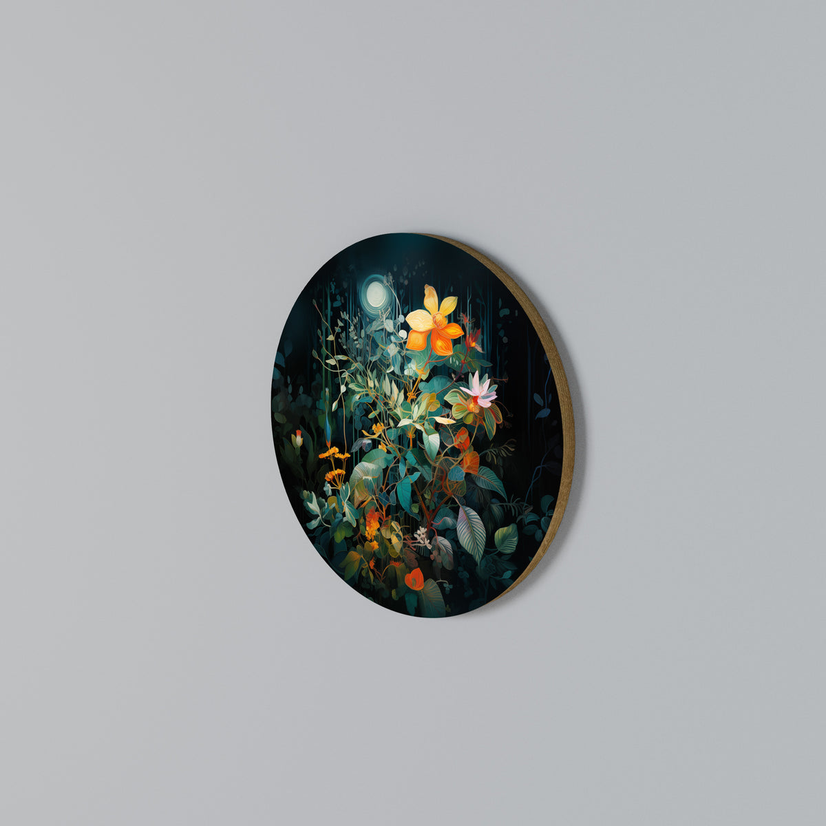 NOCTURNAL FLOWERS Round Wall Art