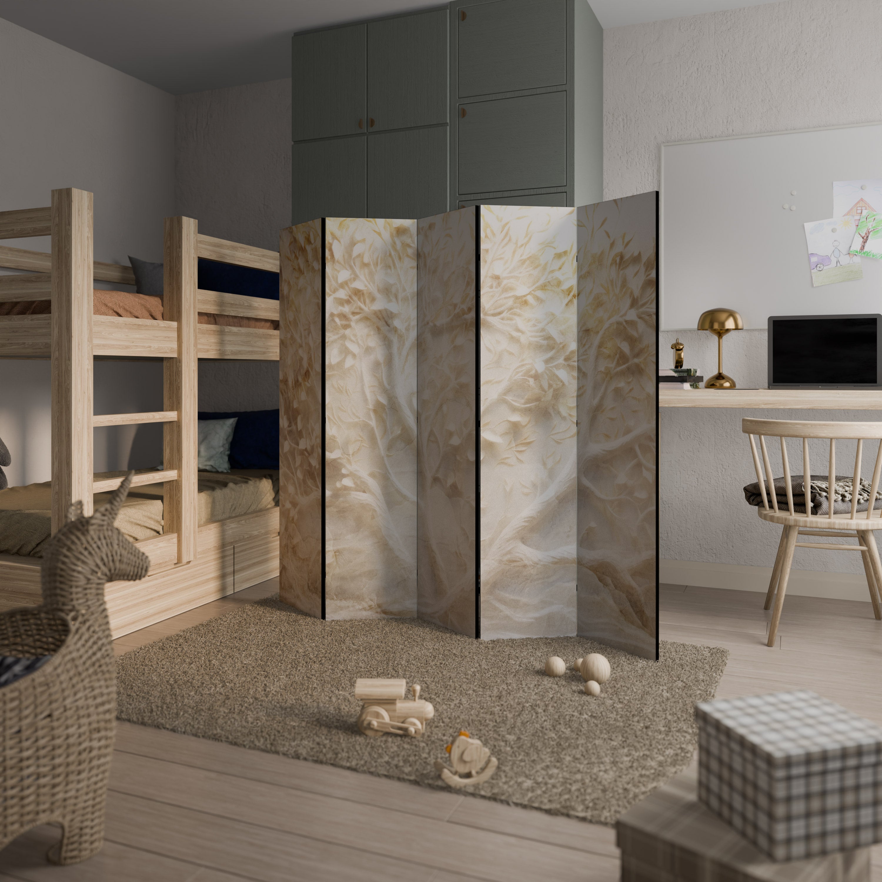 LUMINOUS GROWTH Decorative 5-Panel Room Divider