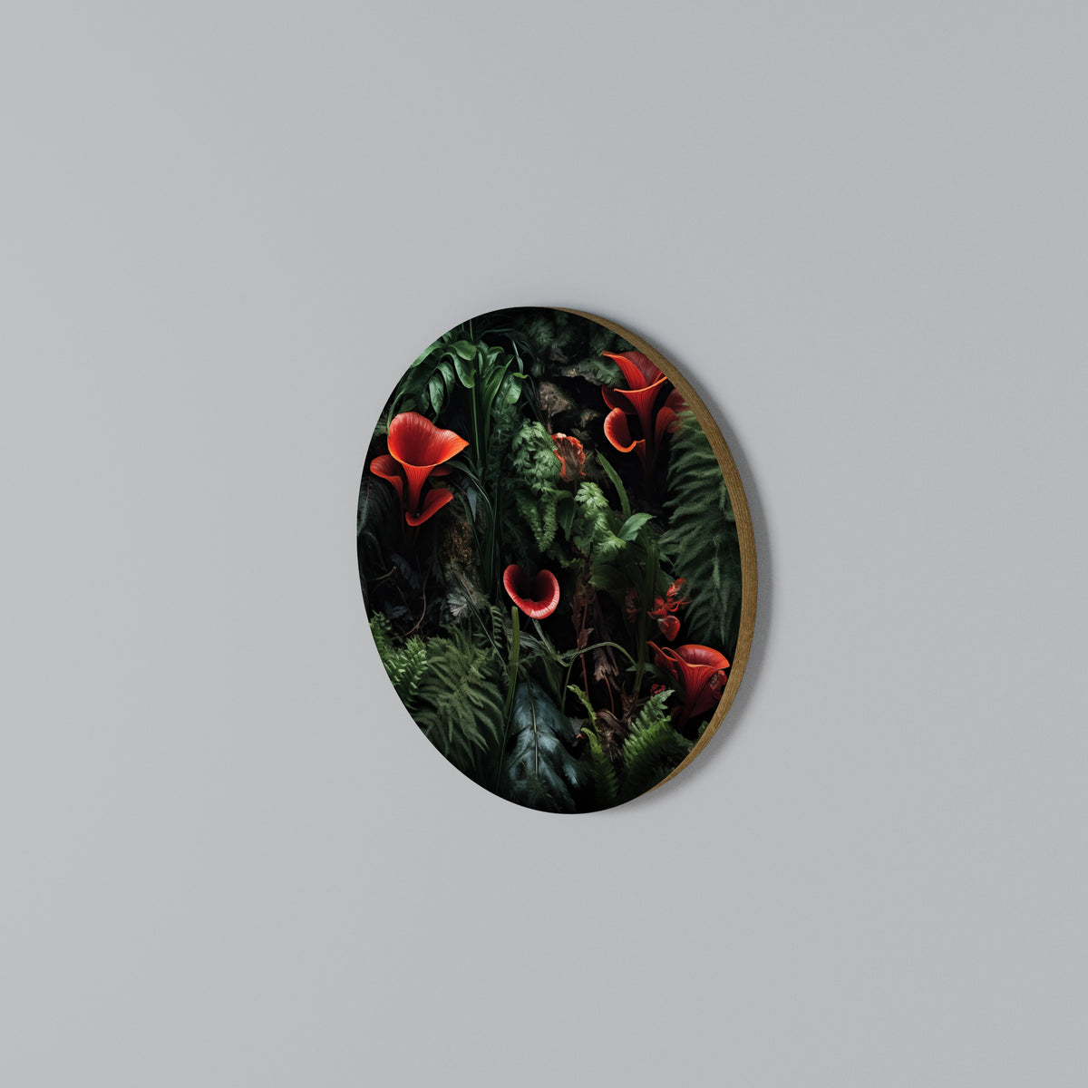 CRIMSON FERNS Round Wall Art