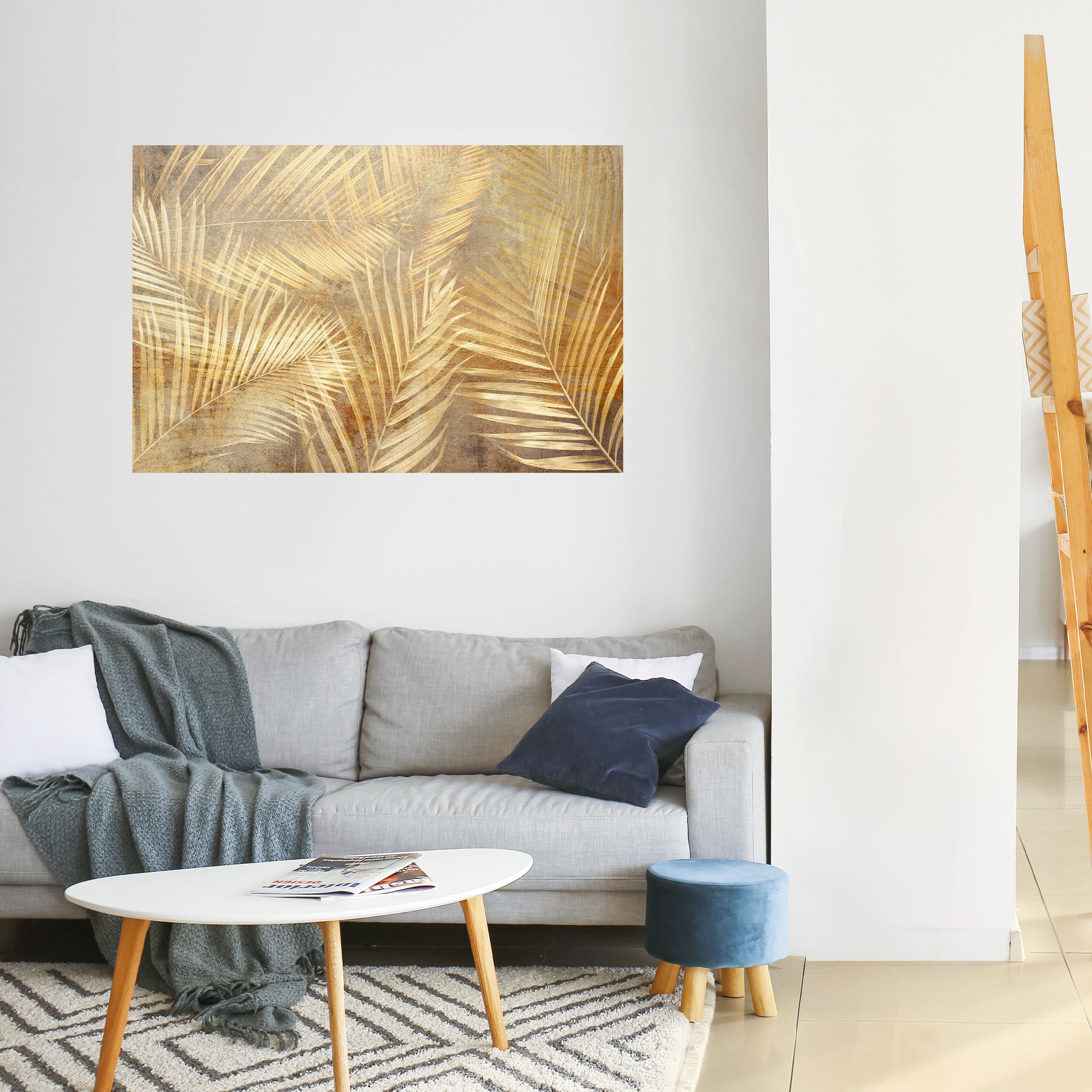 Affiche horizontale autocollante « Paysage de rêve de palmier doré »