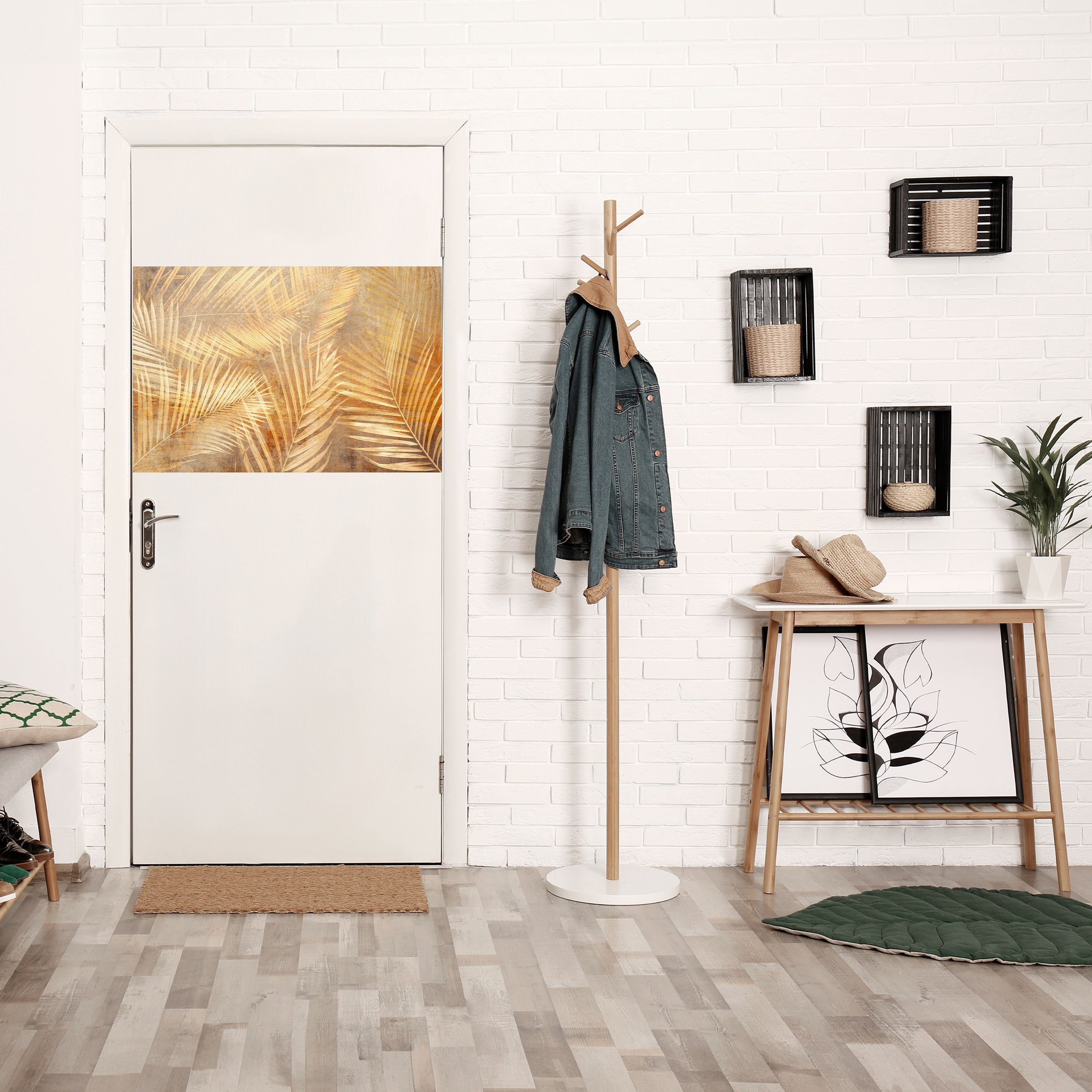 Affiche horizontale autocollante « Paysage de rêve de palmier doré »