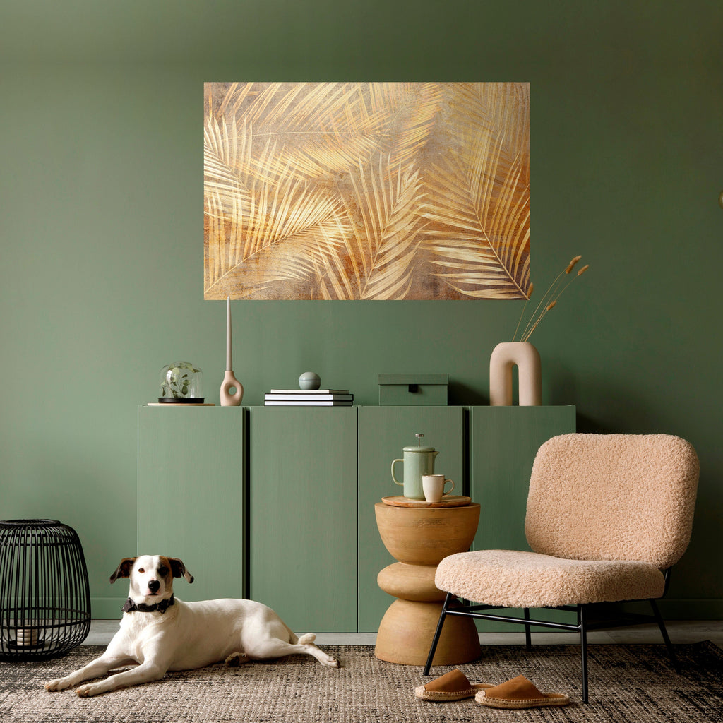 Affiche horizontale autocollante « Paysage de rêve de palmier doré »