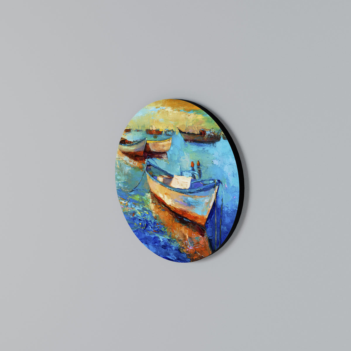 SERENE BOAT ESCAPADE Round Wall Art