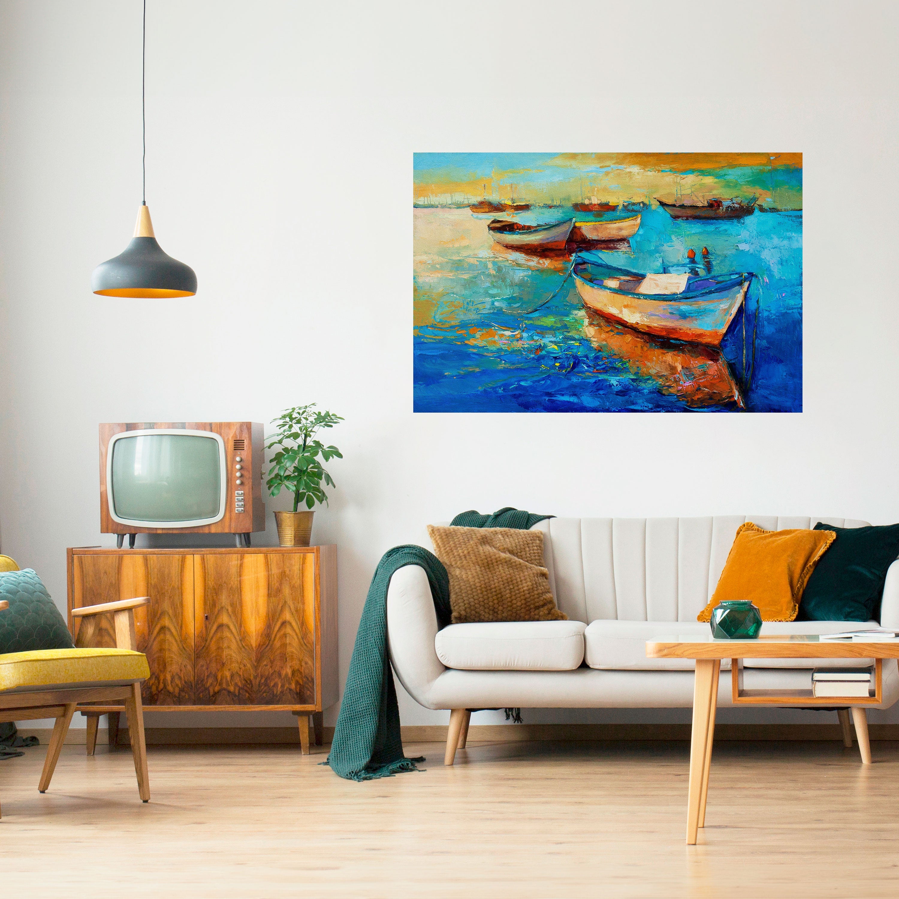 Affiche horizontale autocollante « ESCAPADE SÉRÈNE EN BATEAU »