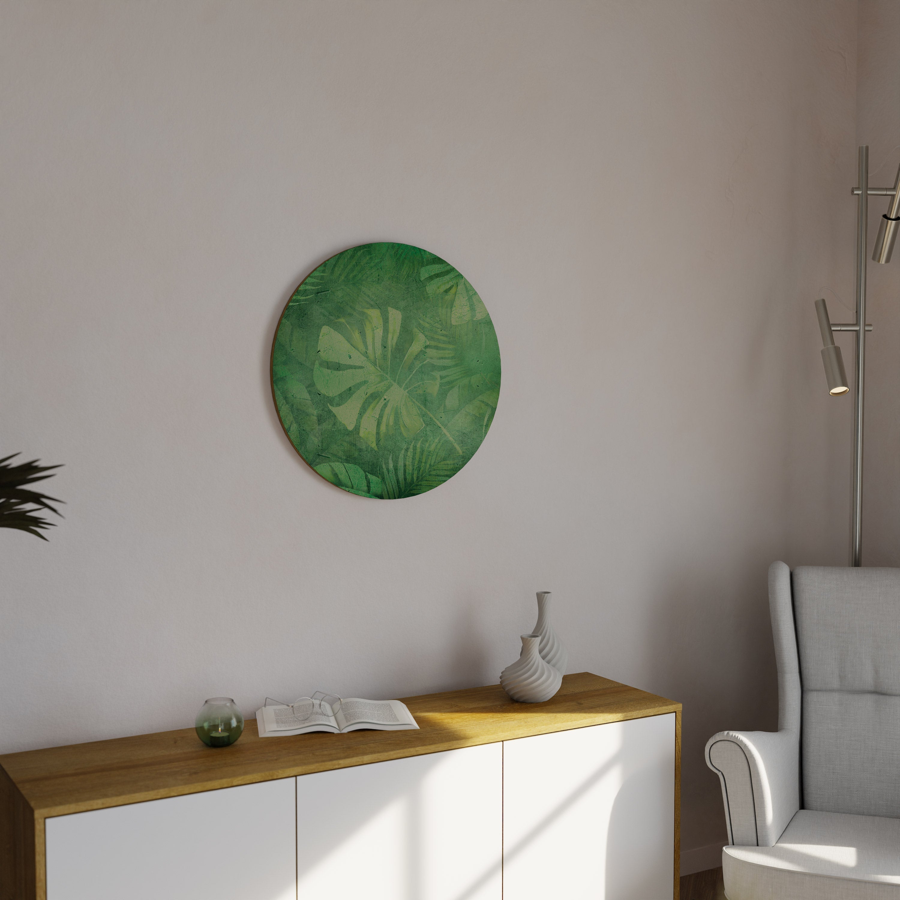 SYMPHONIE VERTE SUBTILE Art mural rond