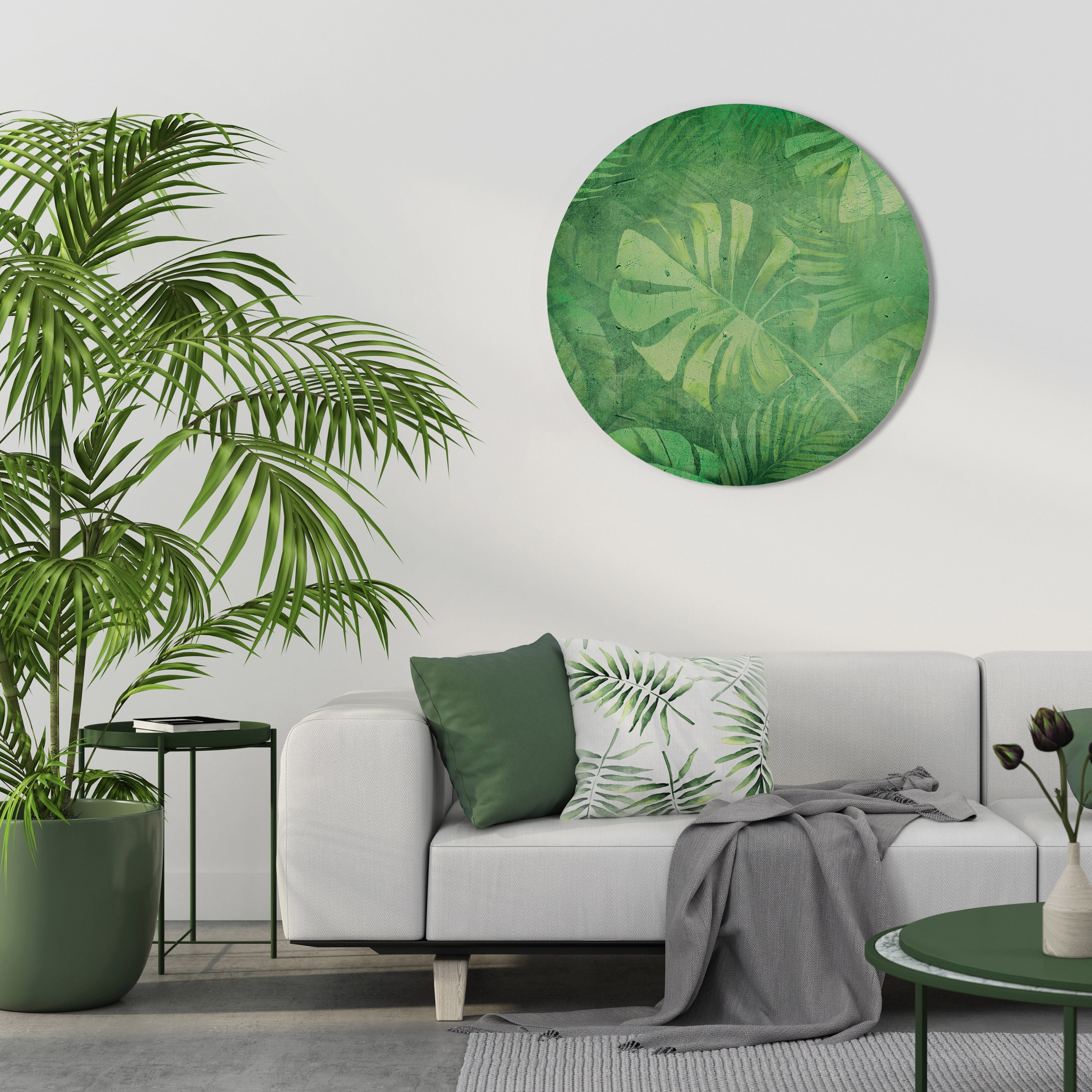 SYMPHONIE VERTE SUBTILE Art mural rond