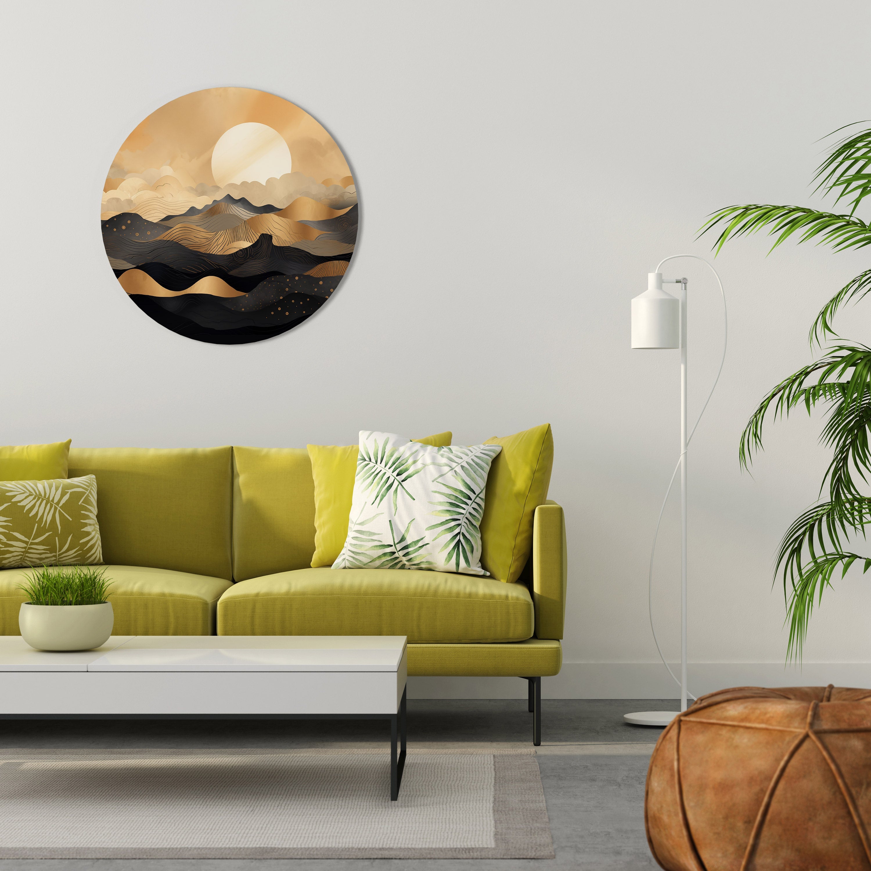 HORIZON DE COUCHER DE SOLEIL MYSTIQUE Art mural rond