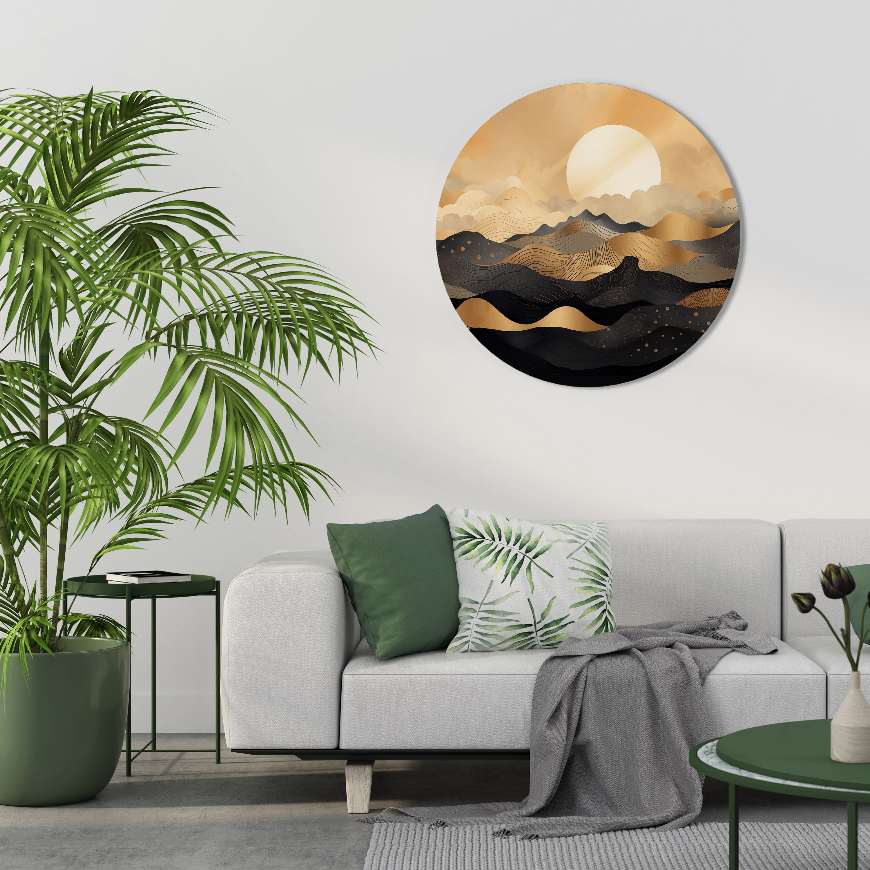 HORIZON DE COUCHER DE SOLEIL MYSTIQUE Art mural rond