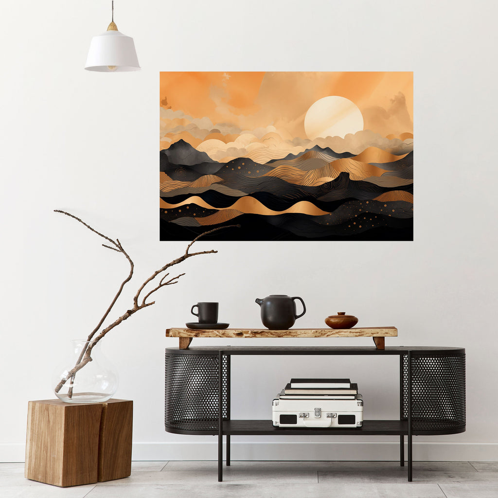 Affiche horizontale autocollante « HORIZON COUCHER DE SOLEIL MYSTIQUE »