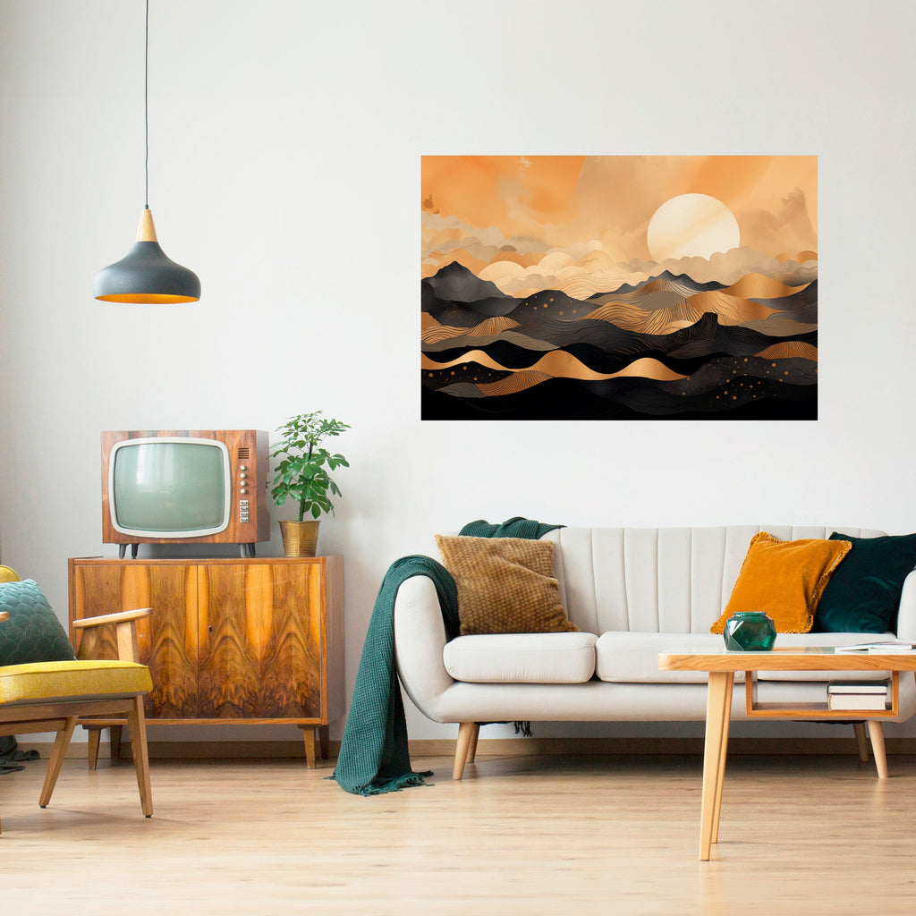 Affiche horizontale autocollante « HORIZON COUCHER DE SOLEIL MYSTIQUE »