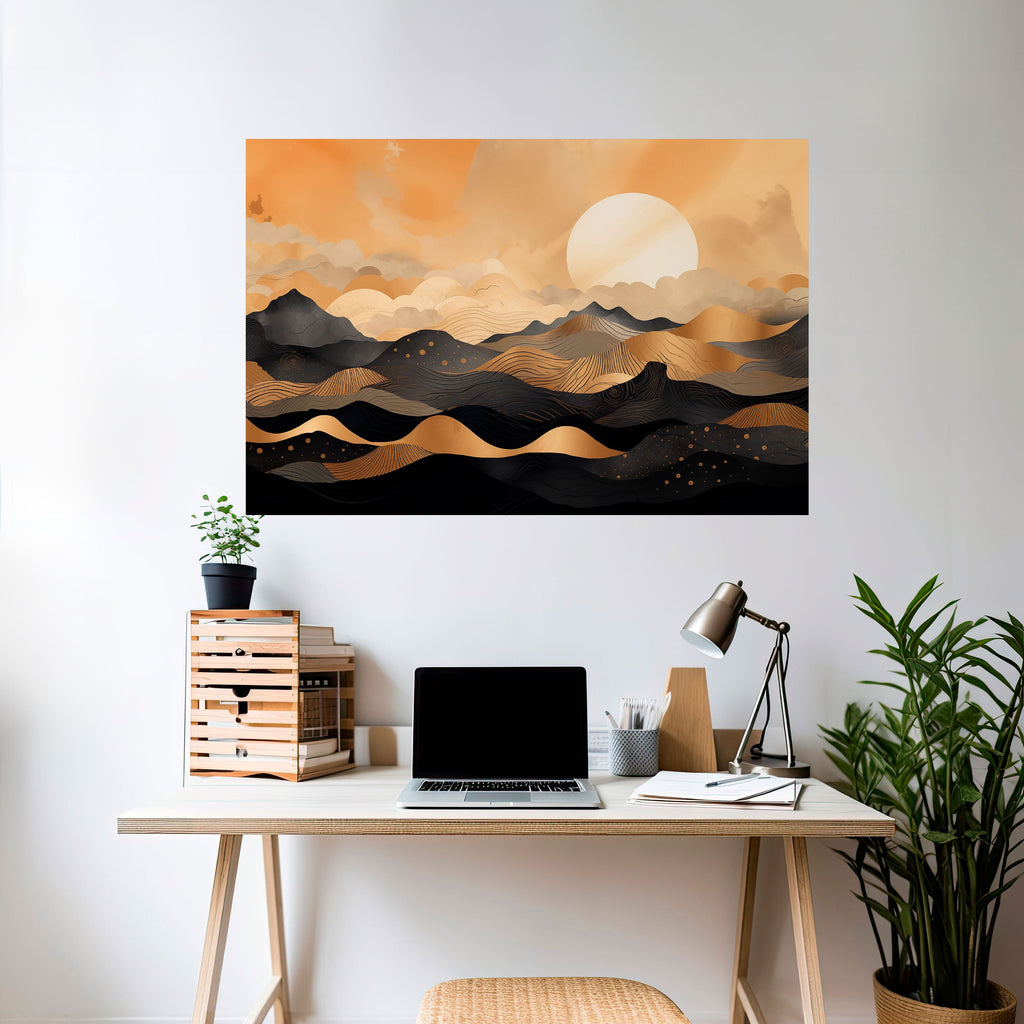 Affiche horizontale autocollante « HORIZON COUCHER DE SOLEIL MYSTIQUE »