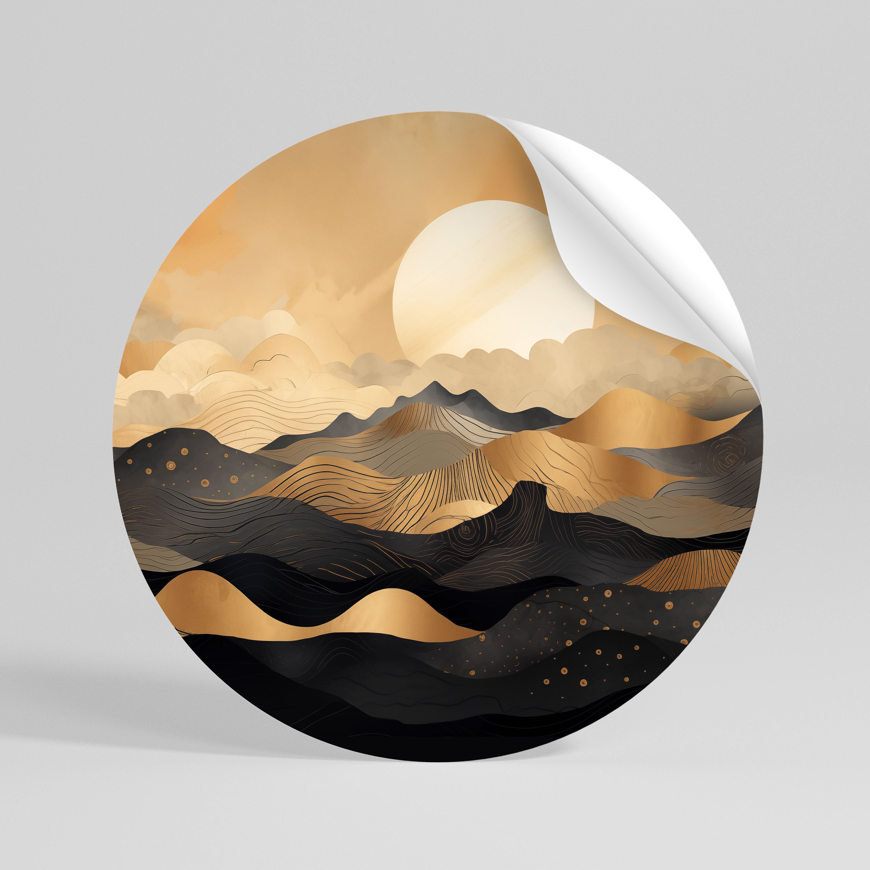 MYSTICAL SUNSET HORIZON Peel and Stick Round Sticker