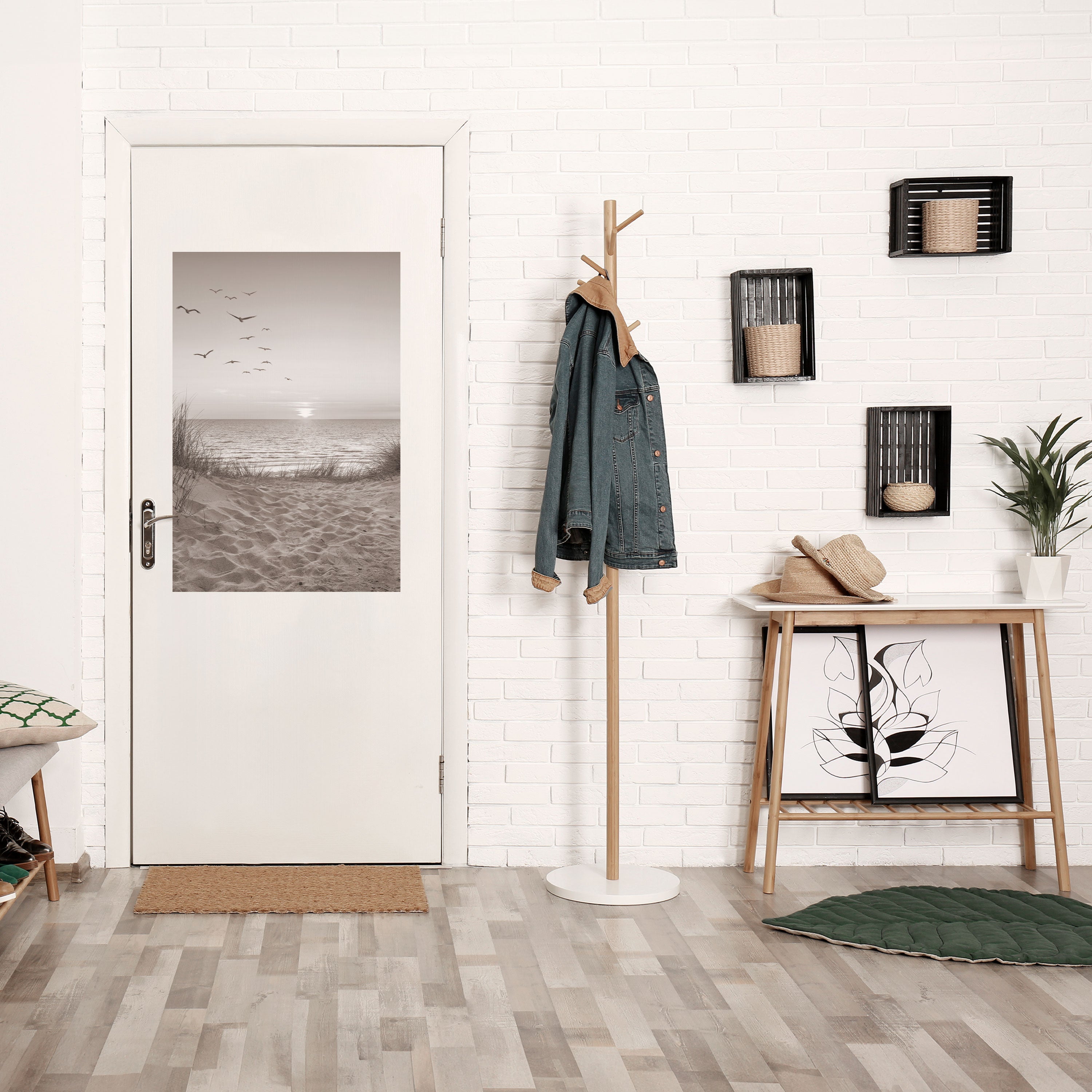 Affiche verticale autocollante « Paysage marin intemporel »