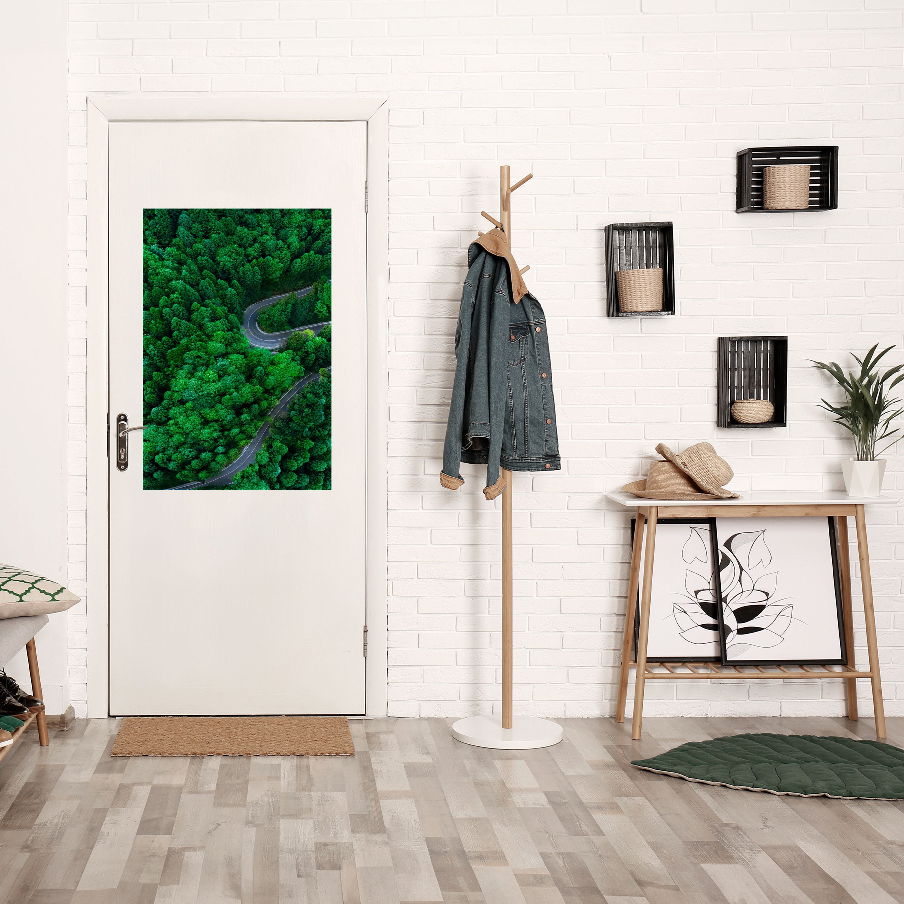 Affiche verticale autocollante « PROMENADE ENCHANTÉE DANS LA FORÊT »