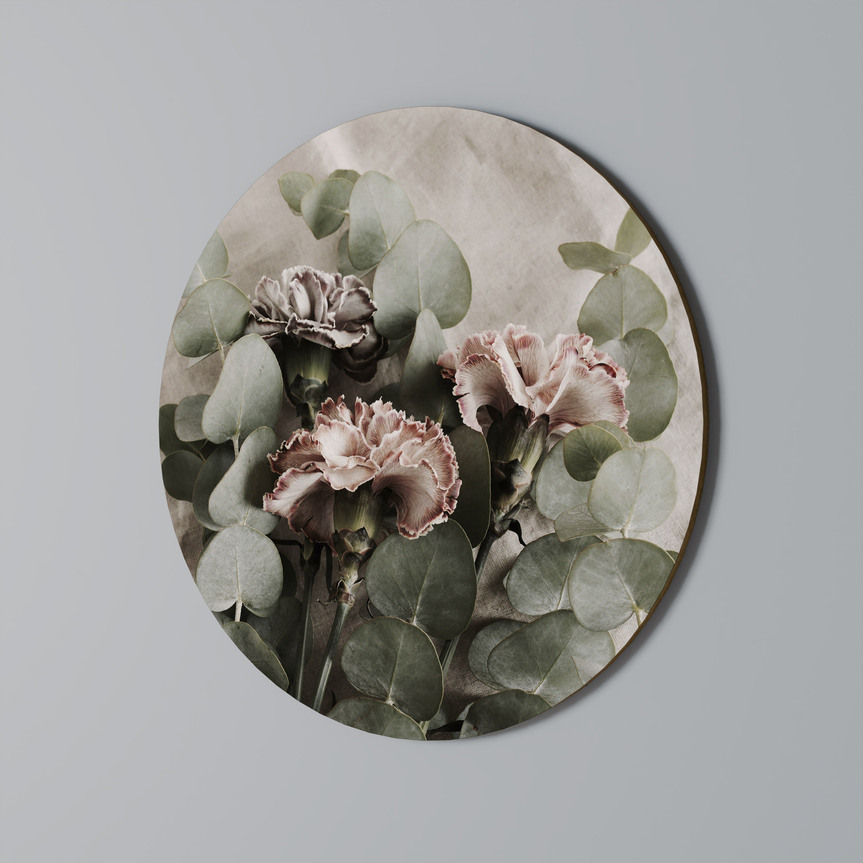 Décoration murale ronde en lin avec clous de girofle