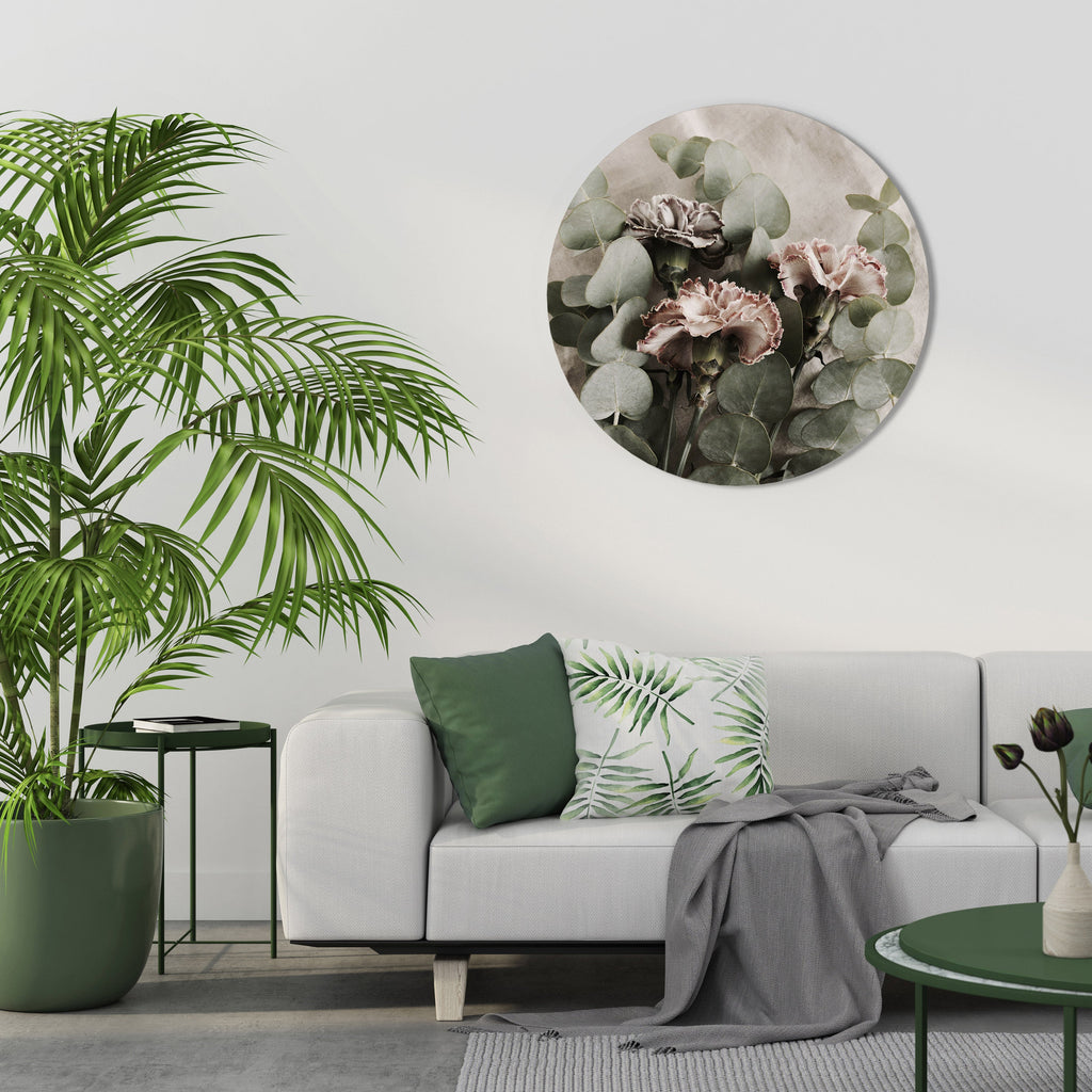 Décoration murale ronde en lin avec clous de girofle