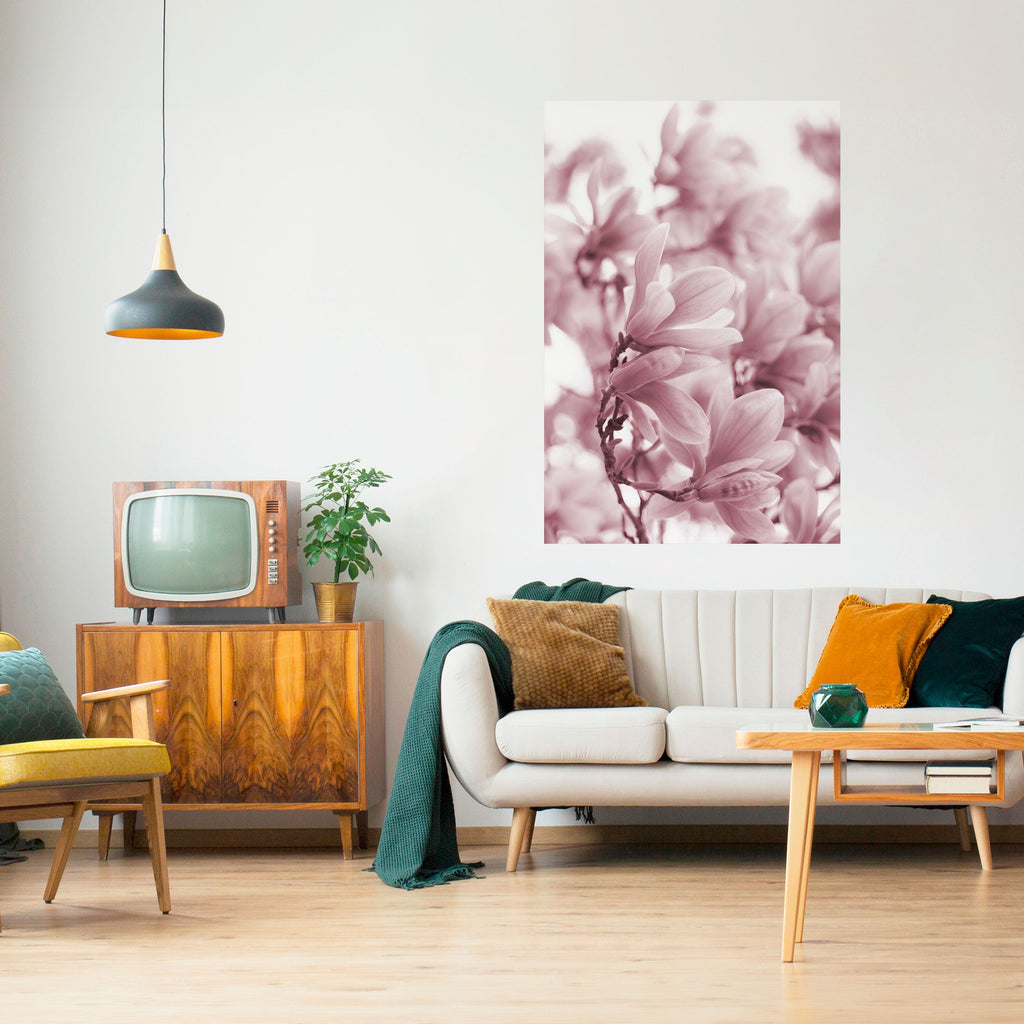 Affiche verticale autocollante « Rêve de fleurs roses »