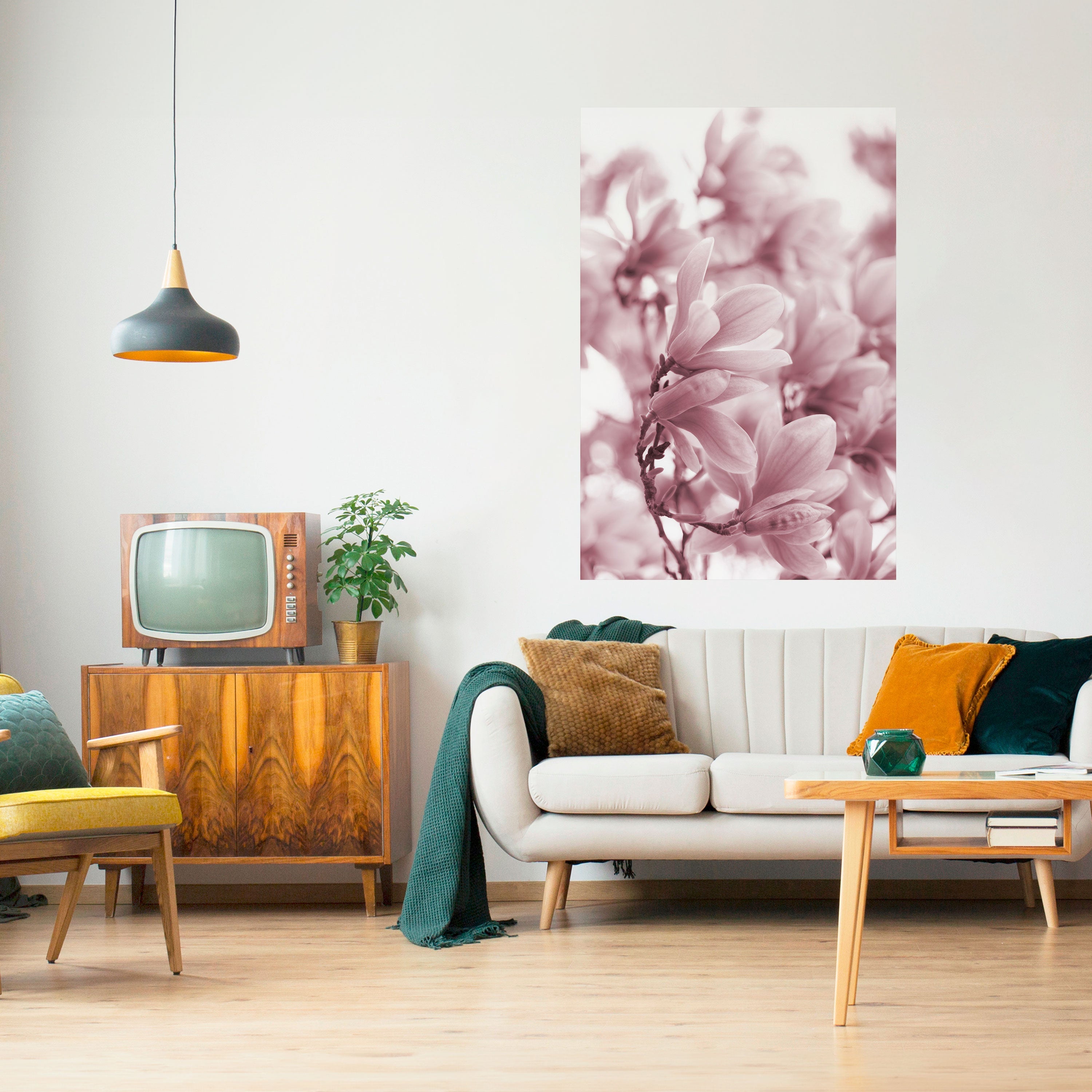 Affiche verticale autocollante « Rêve de fleurs roses »