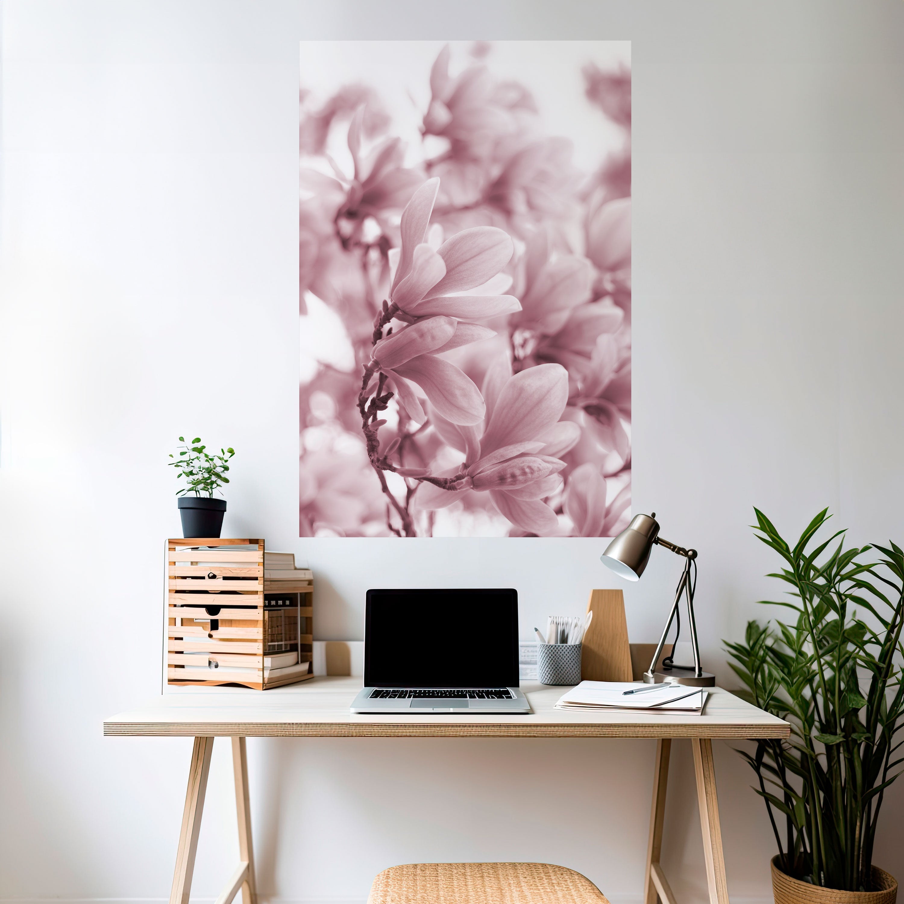 Affiche verticale autocollante « Rêve de fleurs roses »