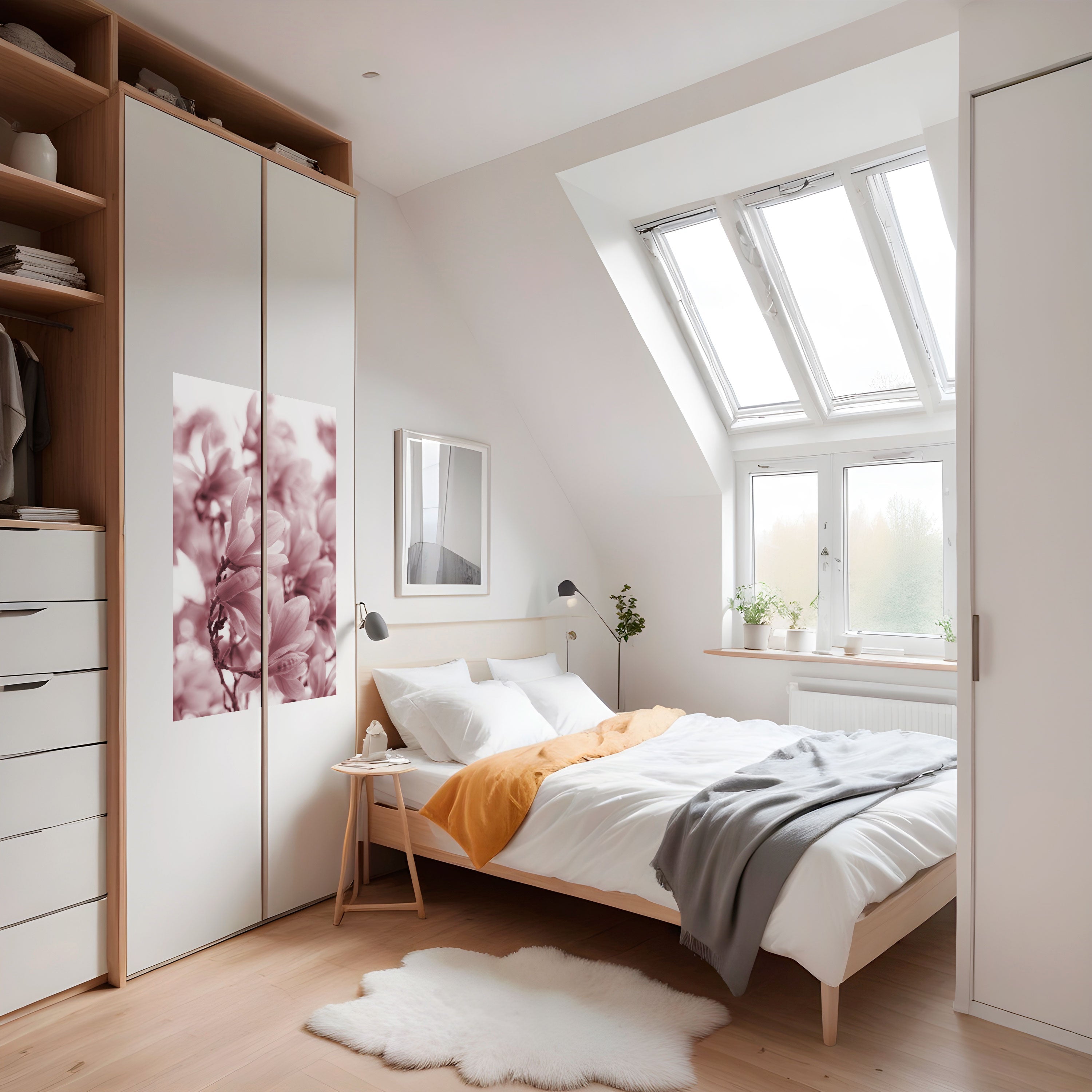 Affiche verticale autocollante « Rêve de fleurs roses »