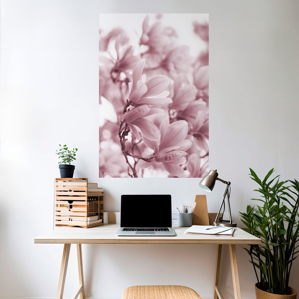 Affiche verticale autocollante « Rêve de fleurs roses »