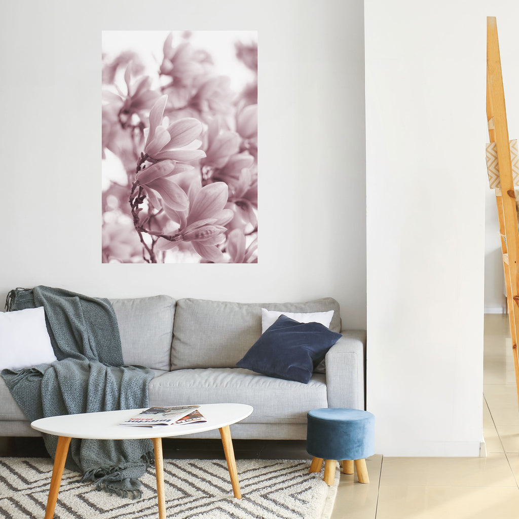 Affiche verticale autocollante « Rêve de fleurs roses »