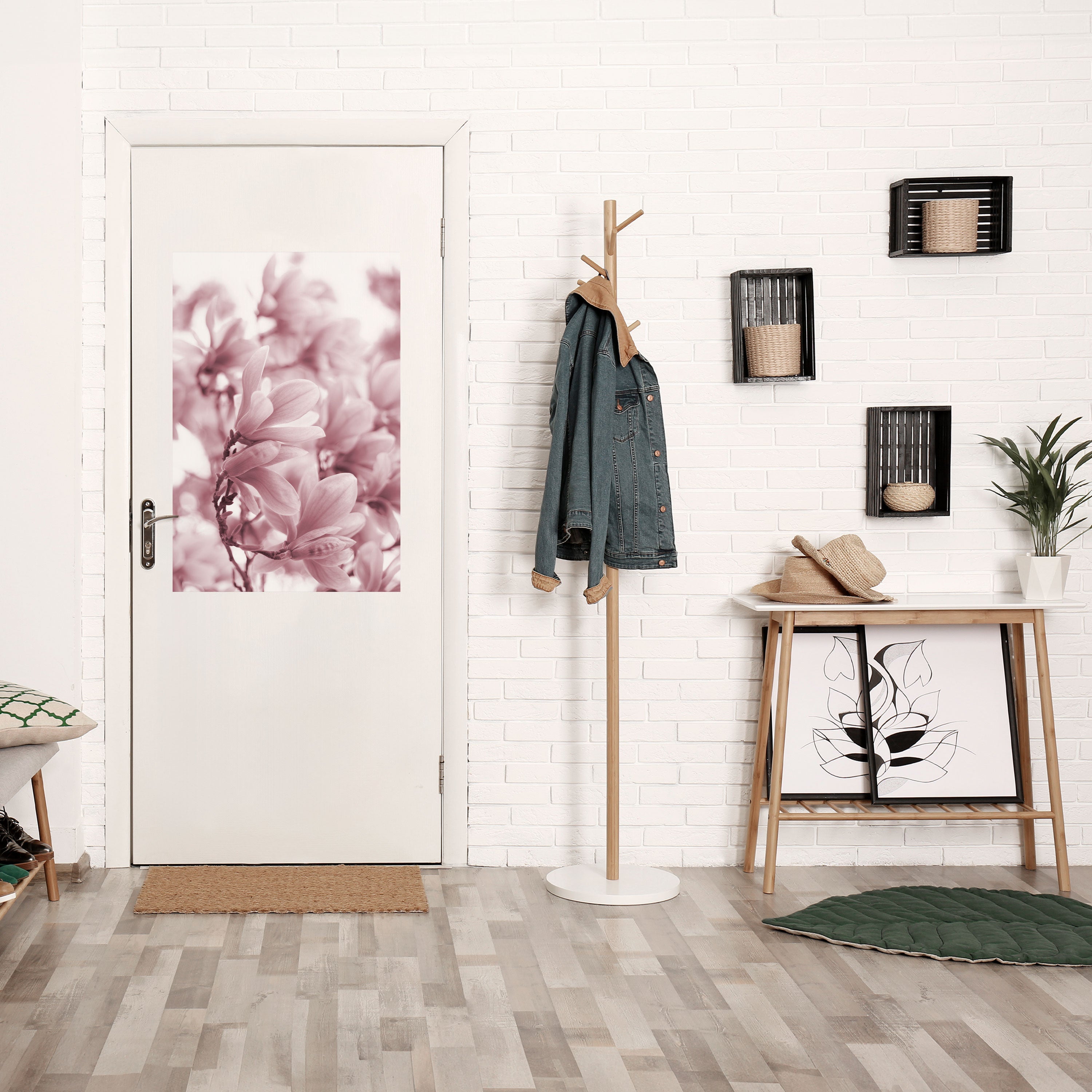 Affiche verticale autocollante « Rêve de fleurs roses »