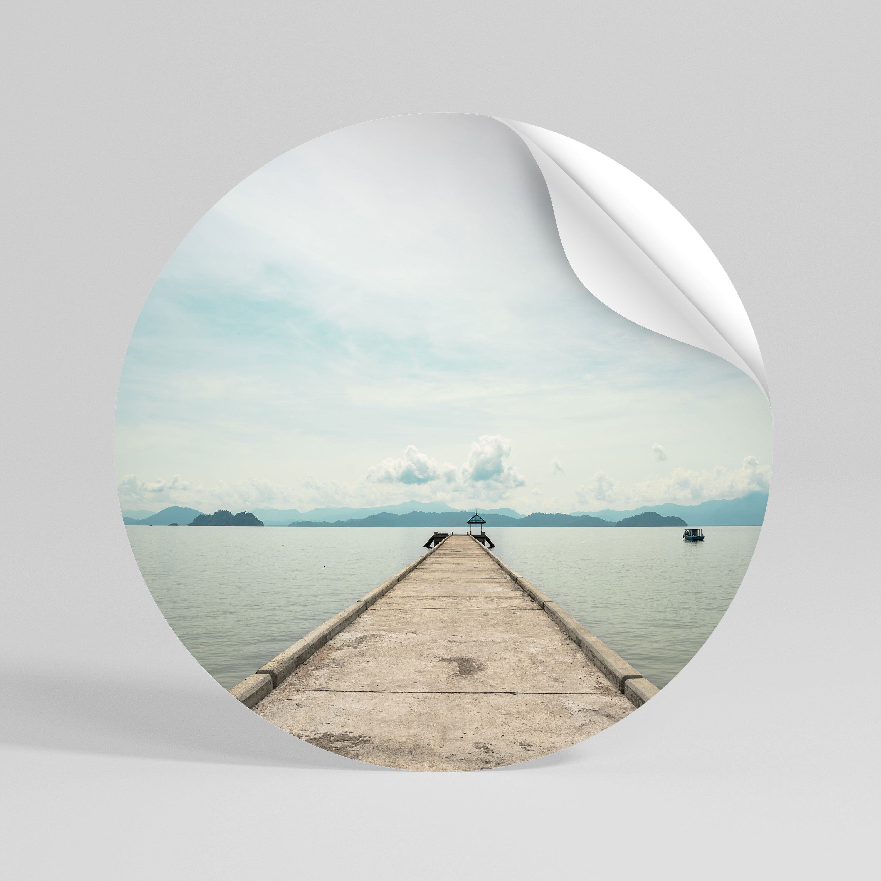 AQUA HORIZON Peel and Stick Round Sticker