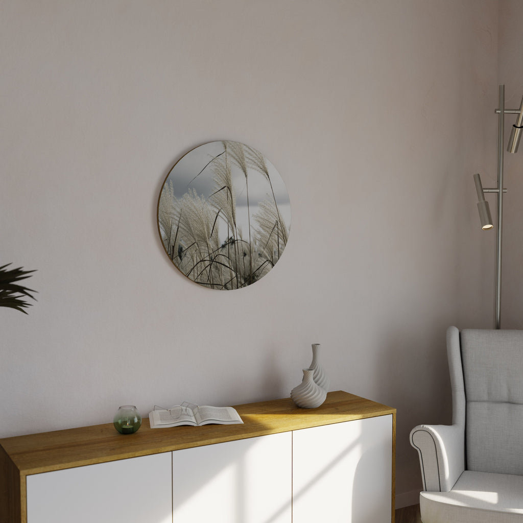 NUAGES AU-DESSUS DE L'HERBE Art mural rond