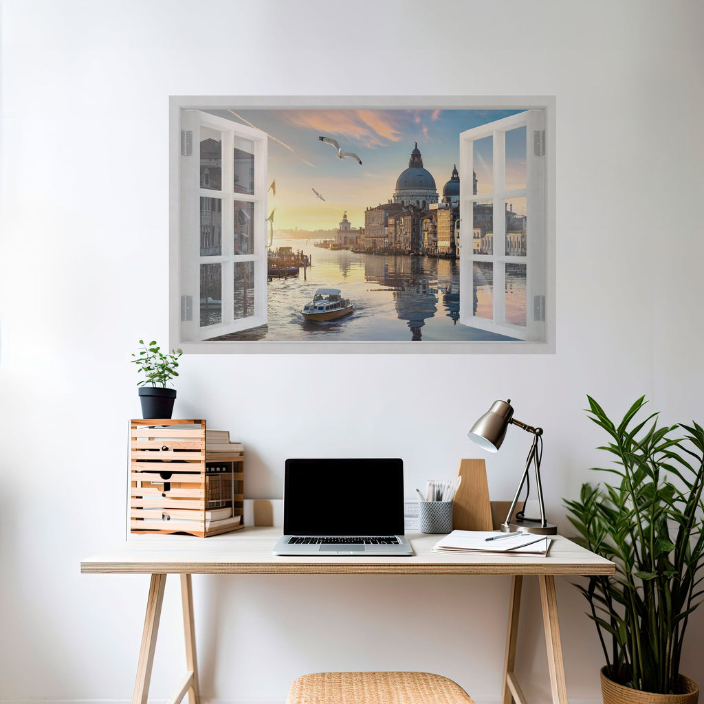 Affiche horizontale autocollante FENÊTRE SUR VENISE