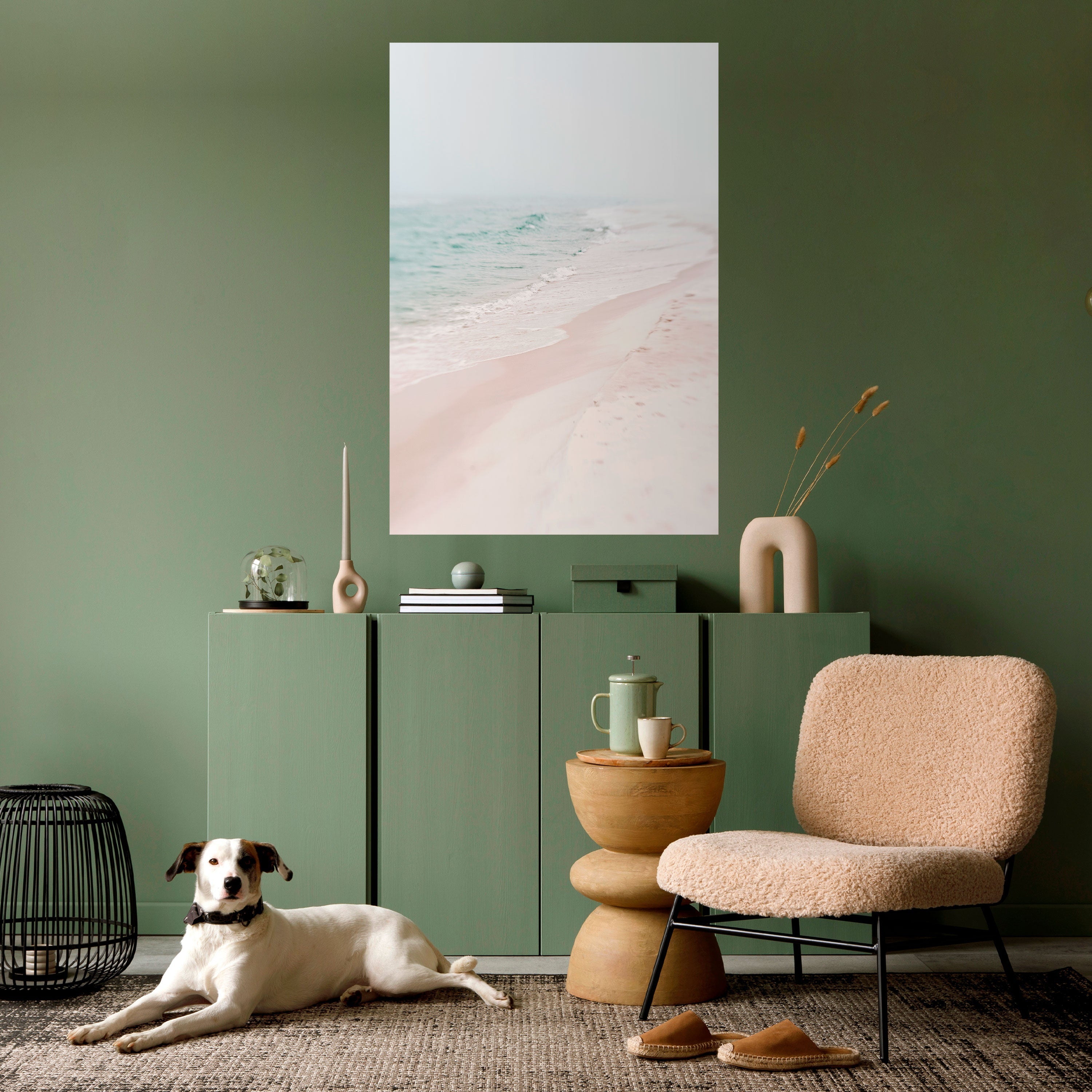 Affiche verticale autocollante « MISTY SHORELINE BLISS »