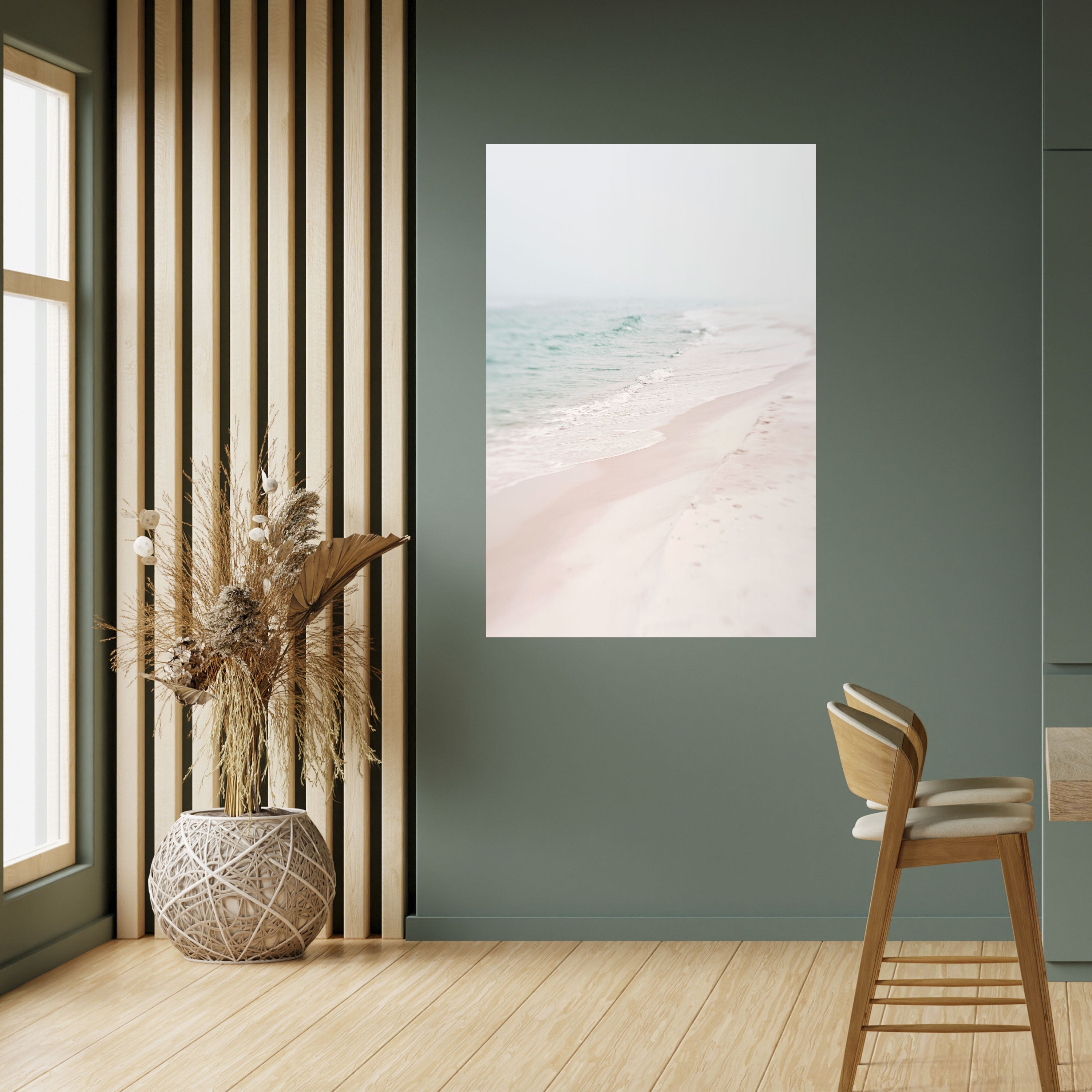 Affiche verticale autocollante « MISTY SHORELINE BLISS »